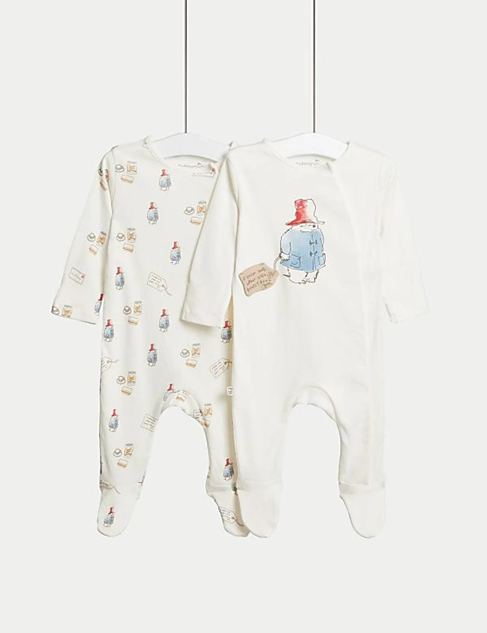 2pk Pure Cotton Paddington™ Sleepsuits (7lbs-1 Yrs)