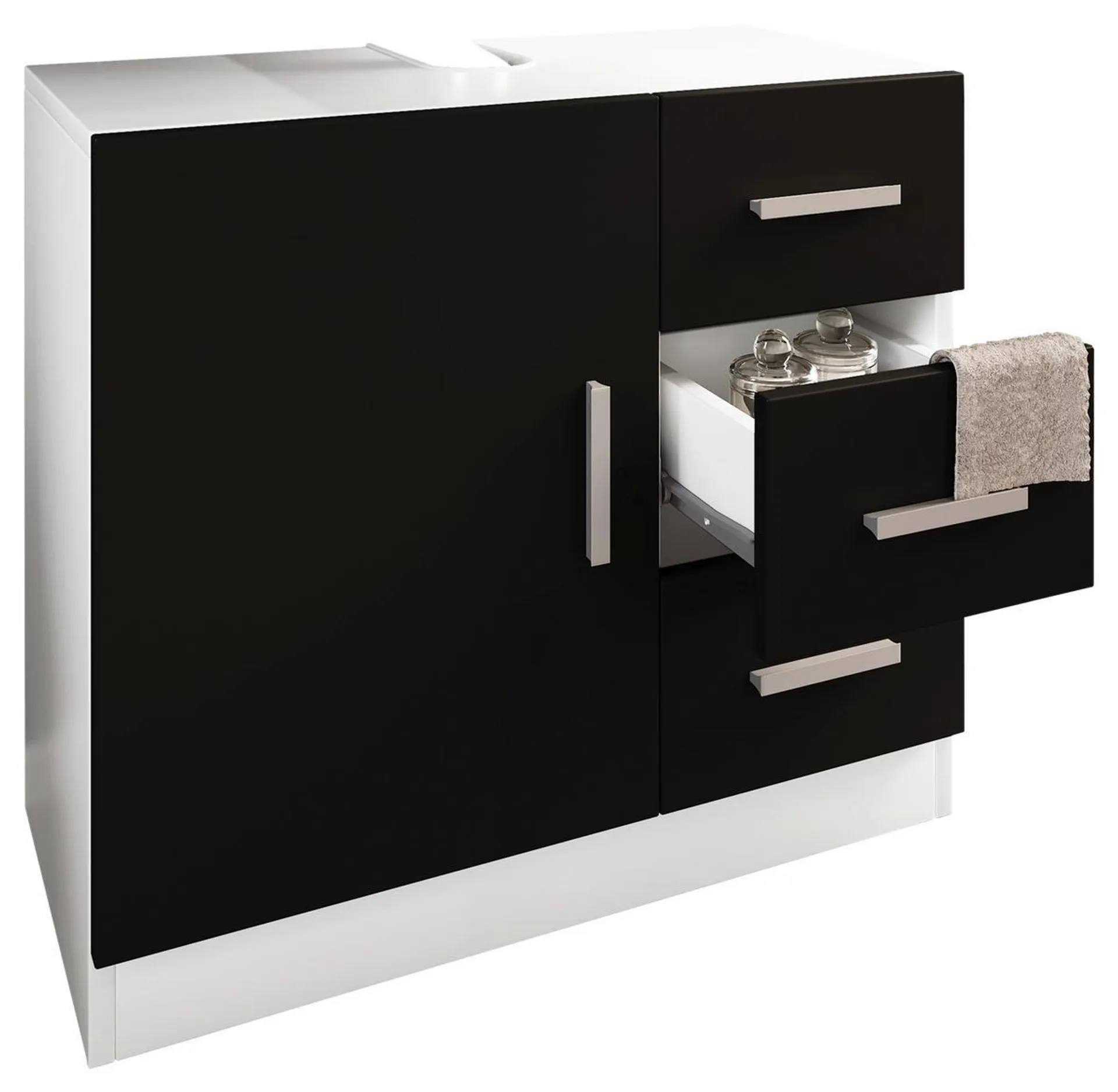 MID.YOU Waschbeckenunterschrank Zalo XL B: 63 cm Schwarz/Weiß