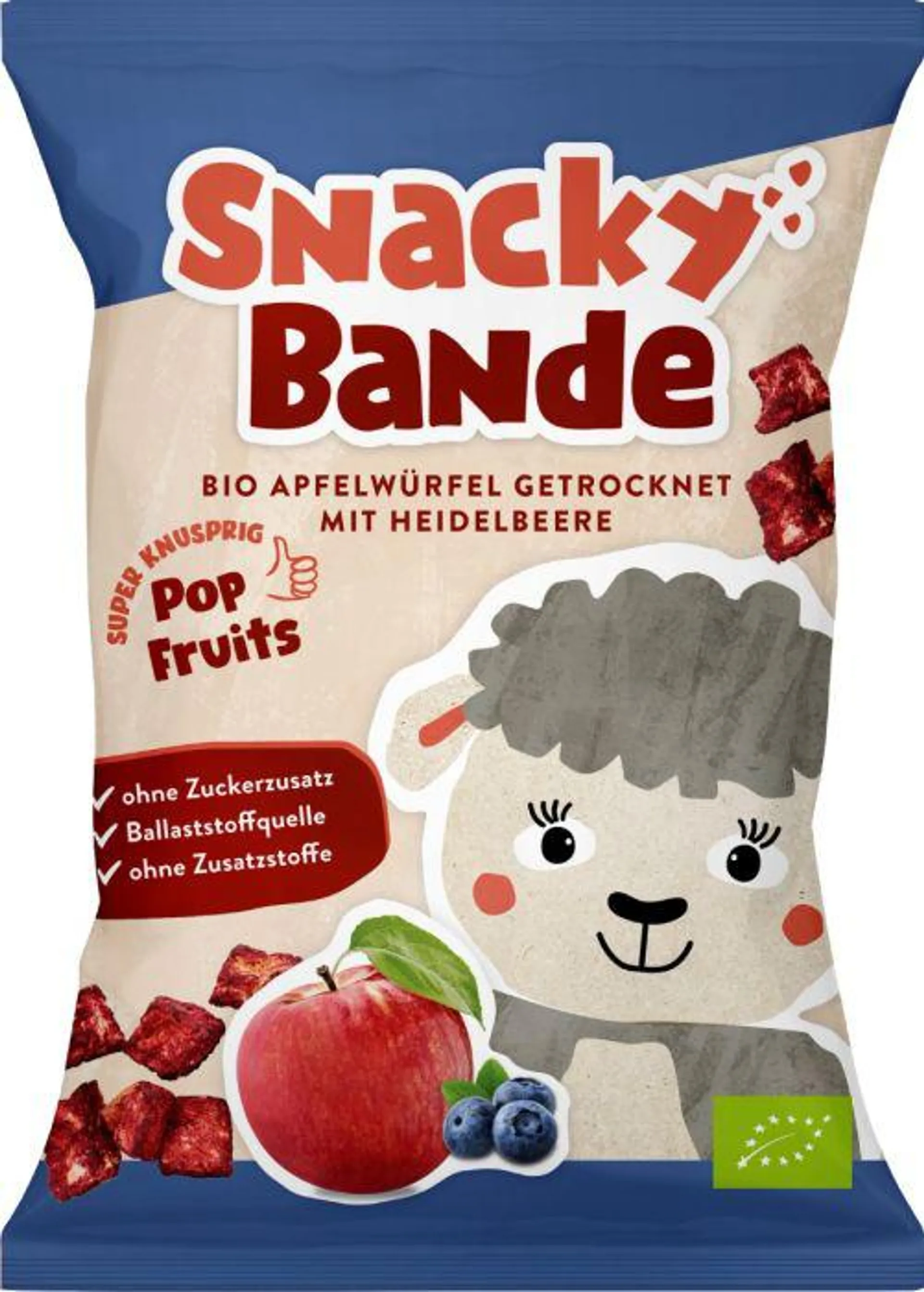 Snacky Bande Apfelwürfel Heidelbeere EU BIO 14g