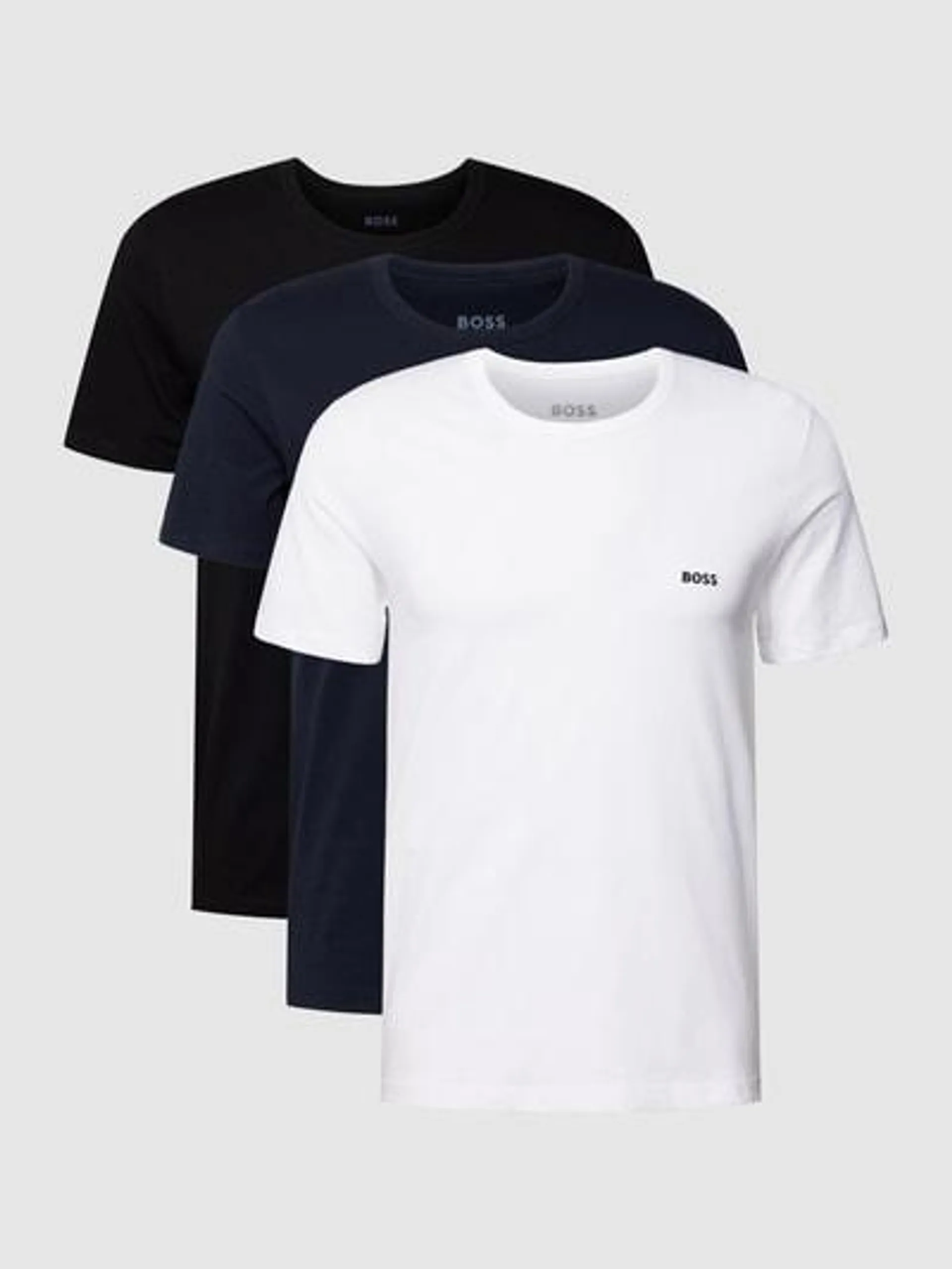 T-Shirt mit Label-Stitching im 3er-Pack Modell 'Classic' in dunkelblau