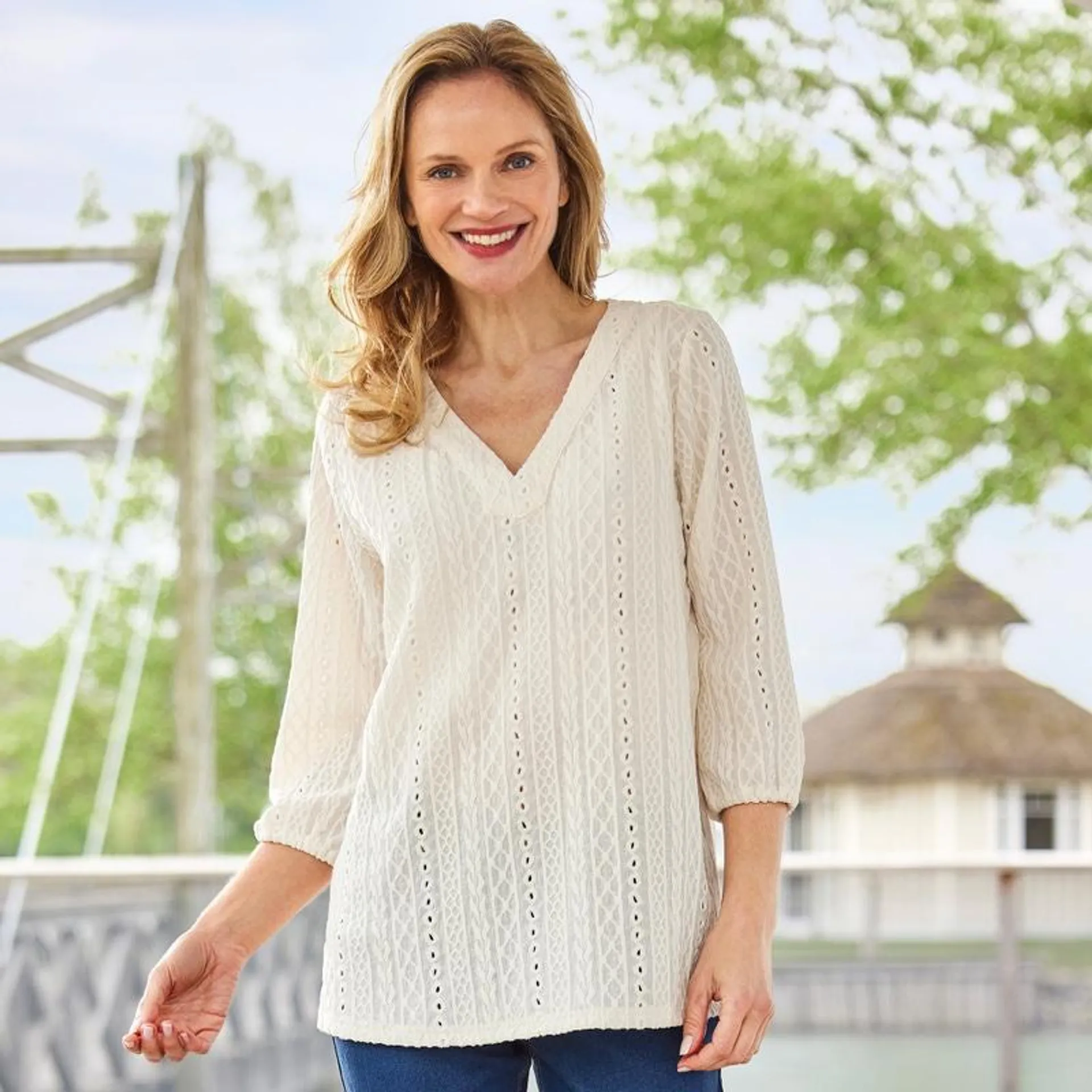 Damen-Blusenshirt in Jacquard-Qualität