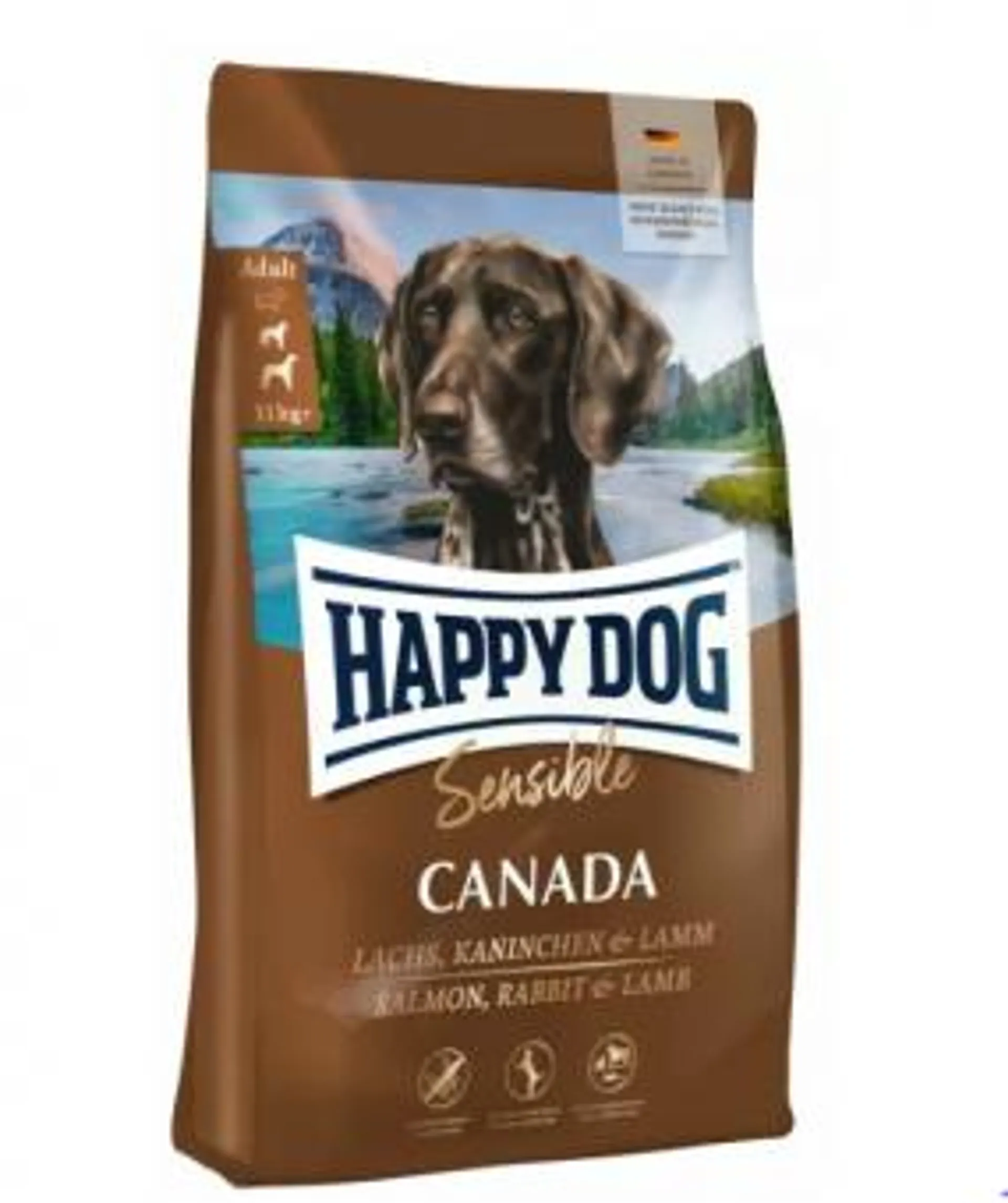 HAPPY DOG Sensible Canada 1kg mit Lachs, Kaninchen und Lamm