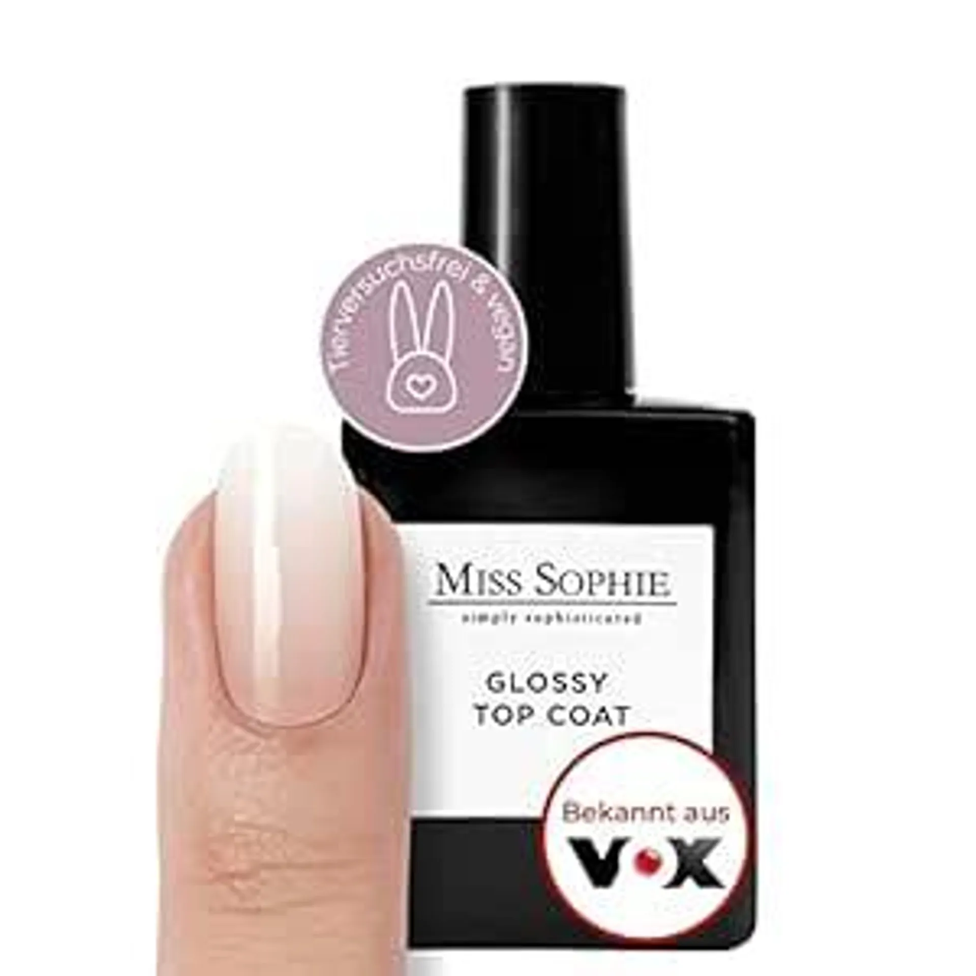 MISS SOPHIE'S Top Coat -"Glossy", glänzender Überlack für Nagelfolien (Nail Wraps) und Nagellack, ultra schnell trocknend mit bis zu 14 Tagen Halt