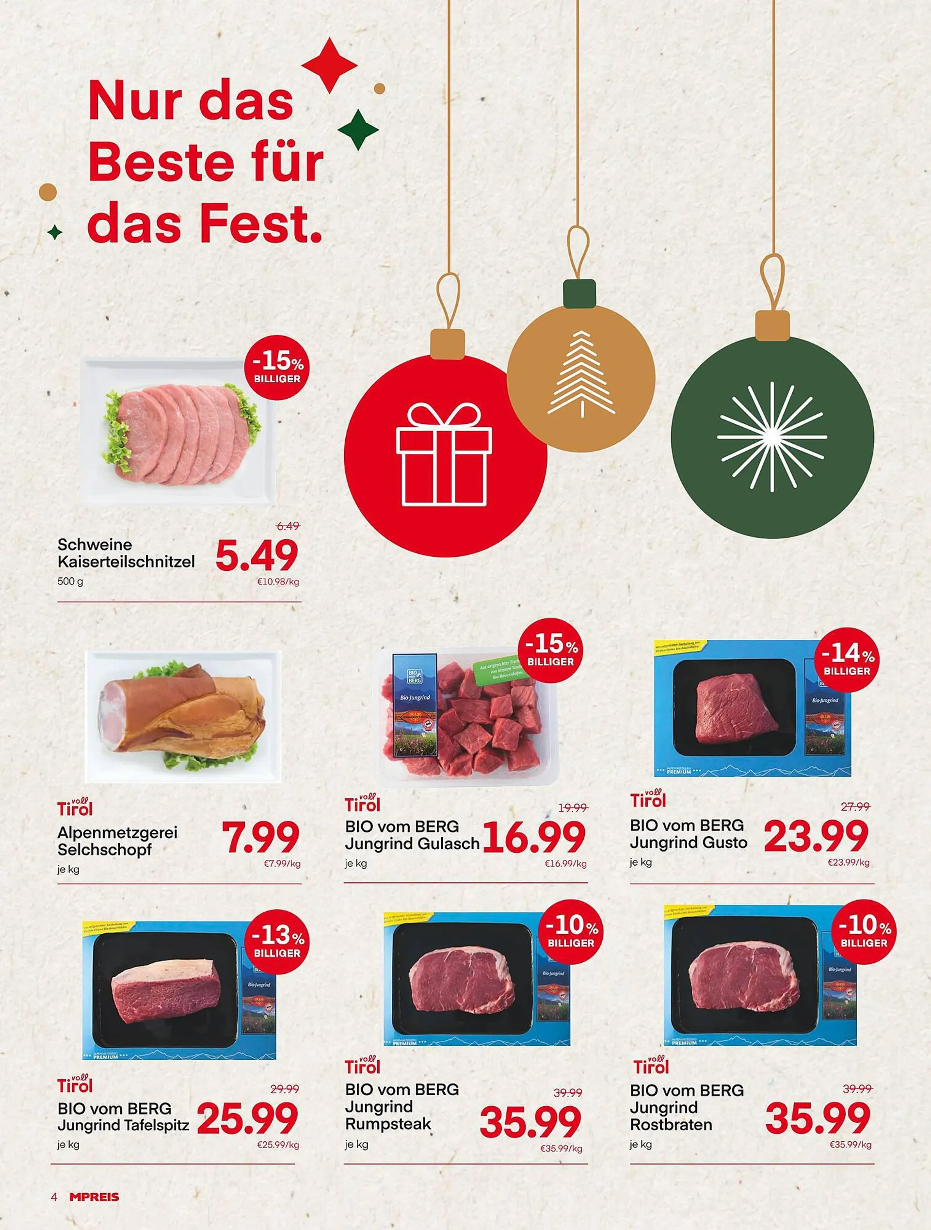 MPreis Flugblatt von 4. Dezember bis 10. Dezember 2023 - Flugblätt seite  4