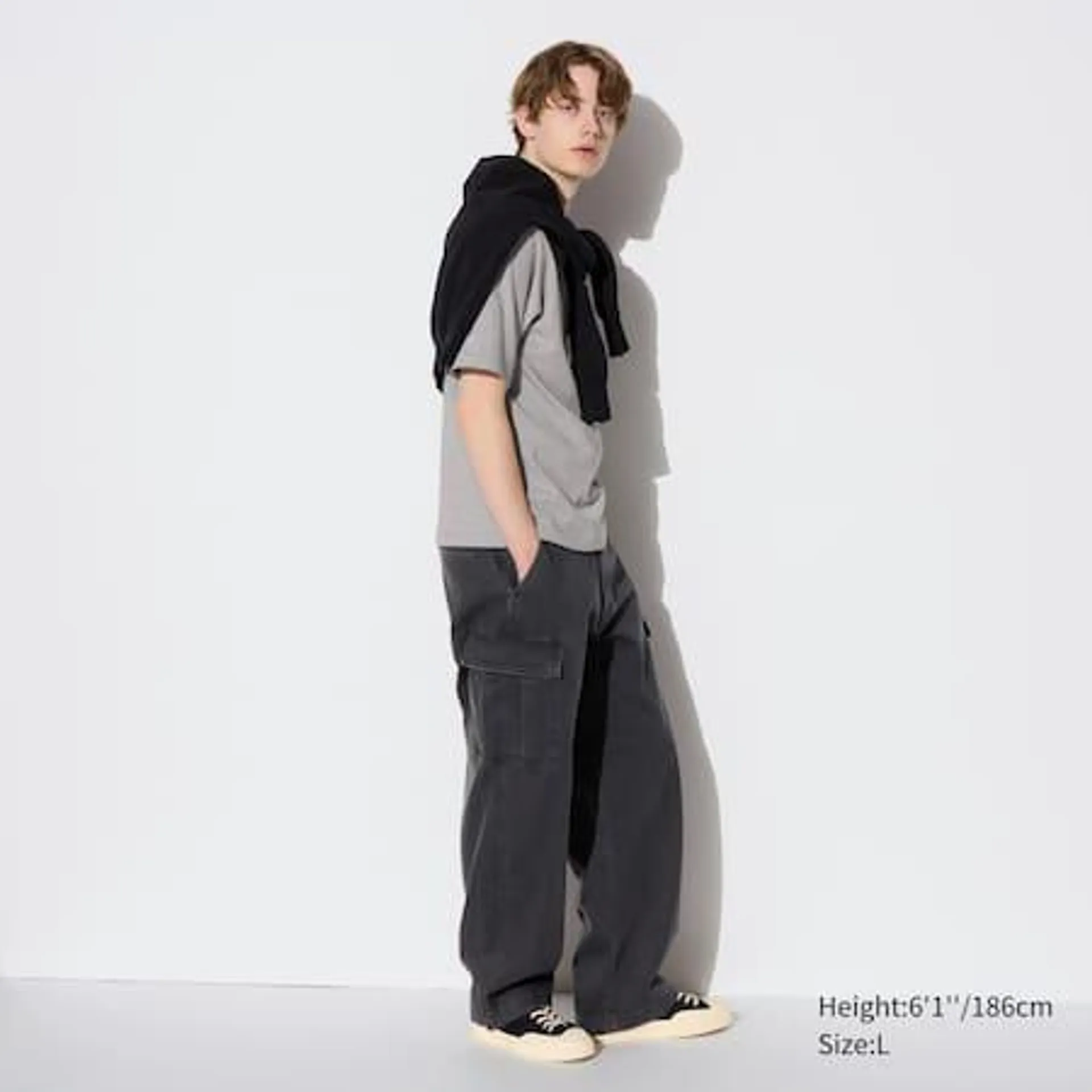 Wide Leg Denim Cargo Trousers