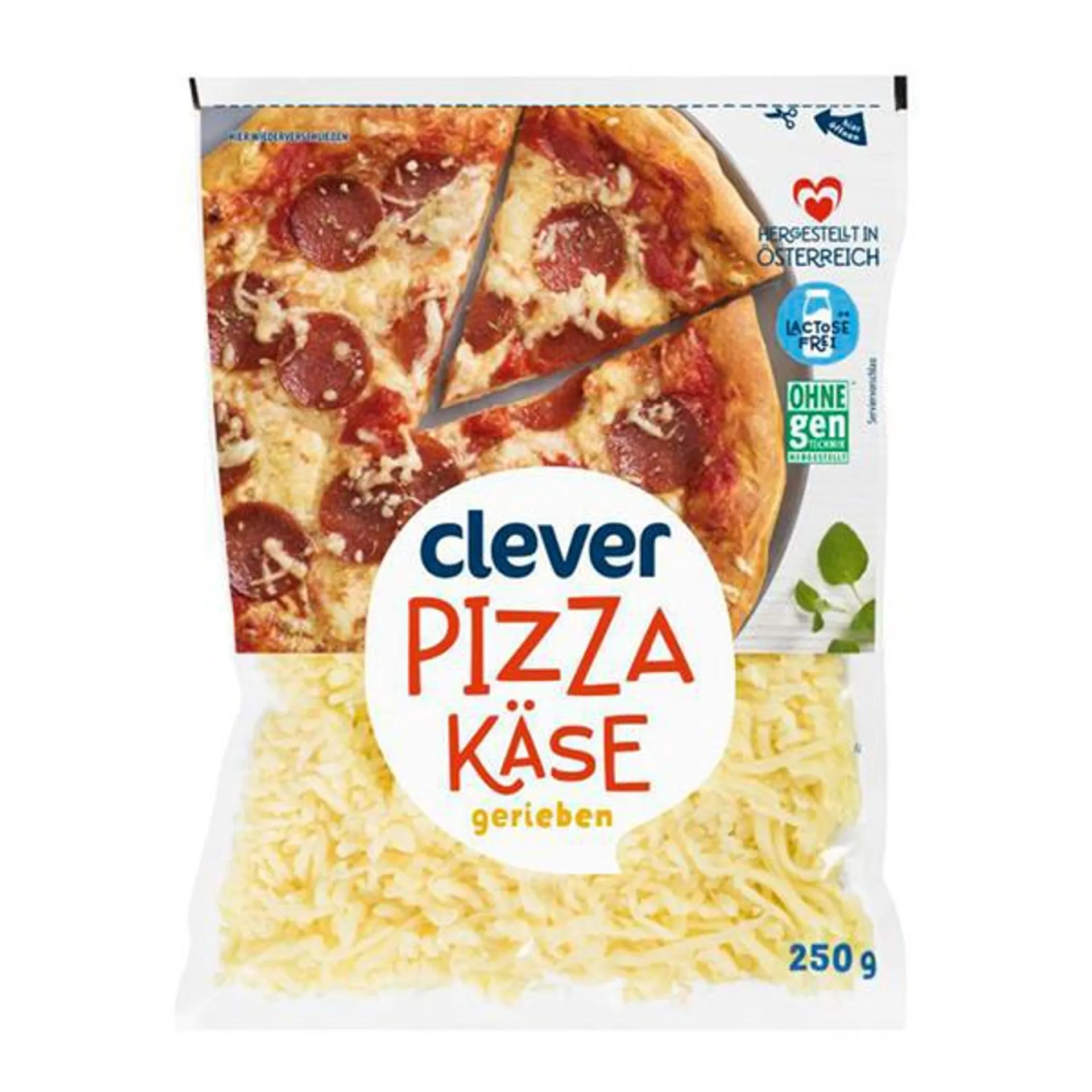 Clever Pizzakäse gerieben