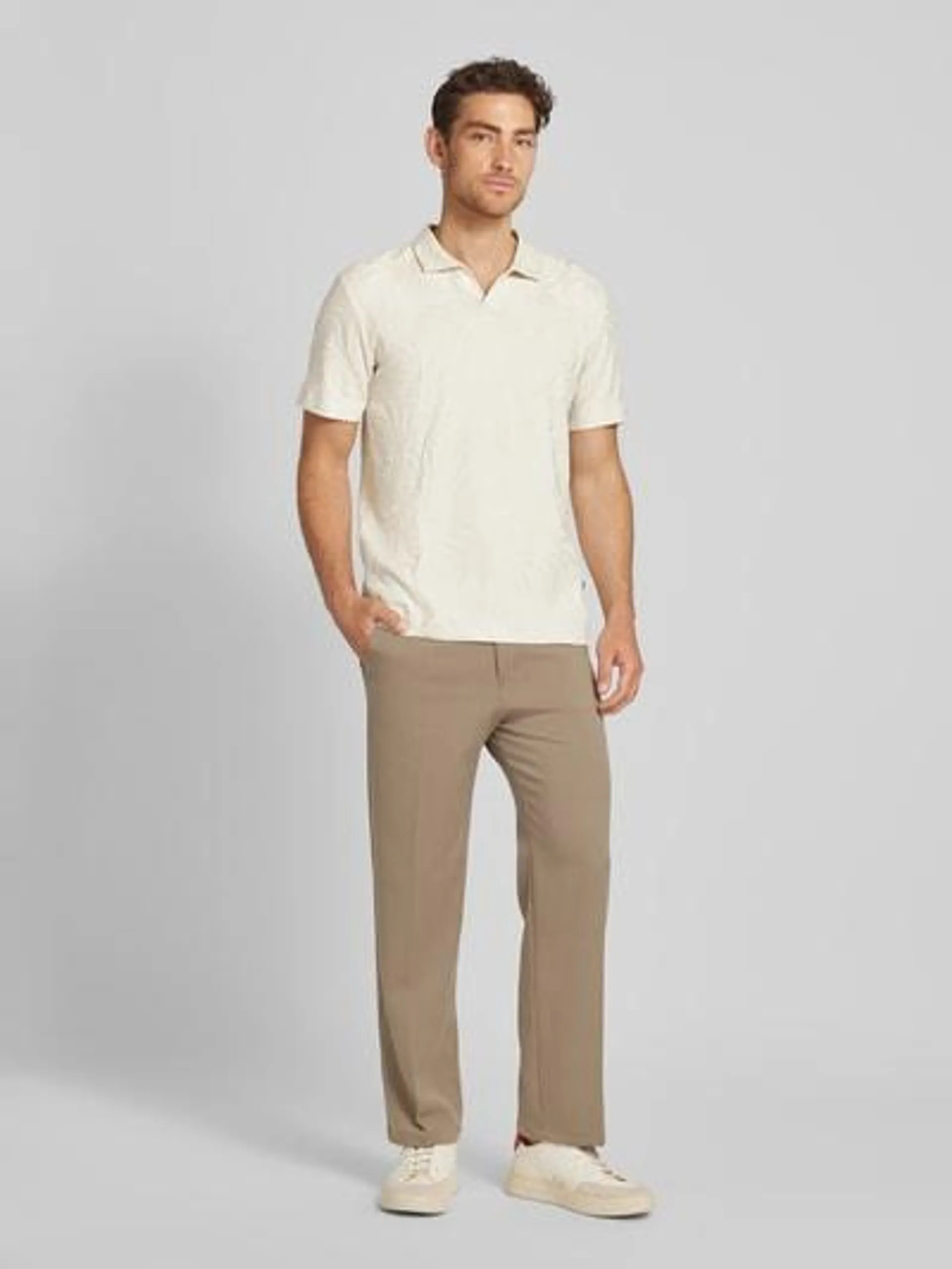 Poloshirt mit Jacquard-Muster in offwhite