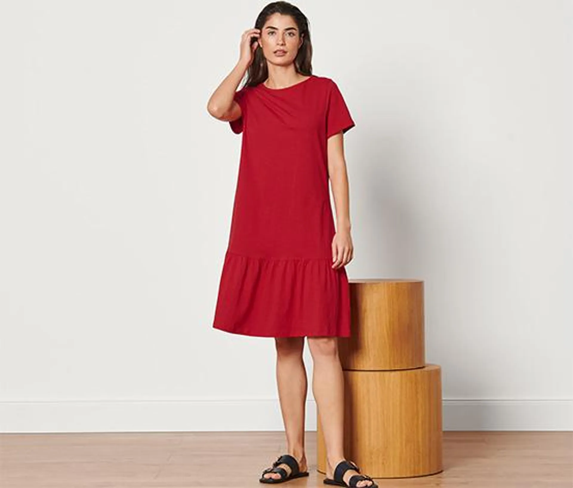 Jerseykleid mit Volant, rot