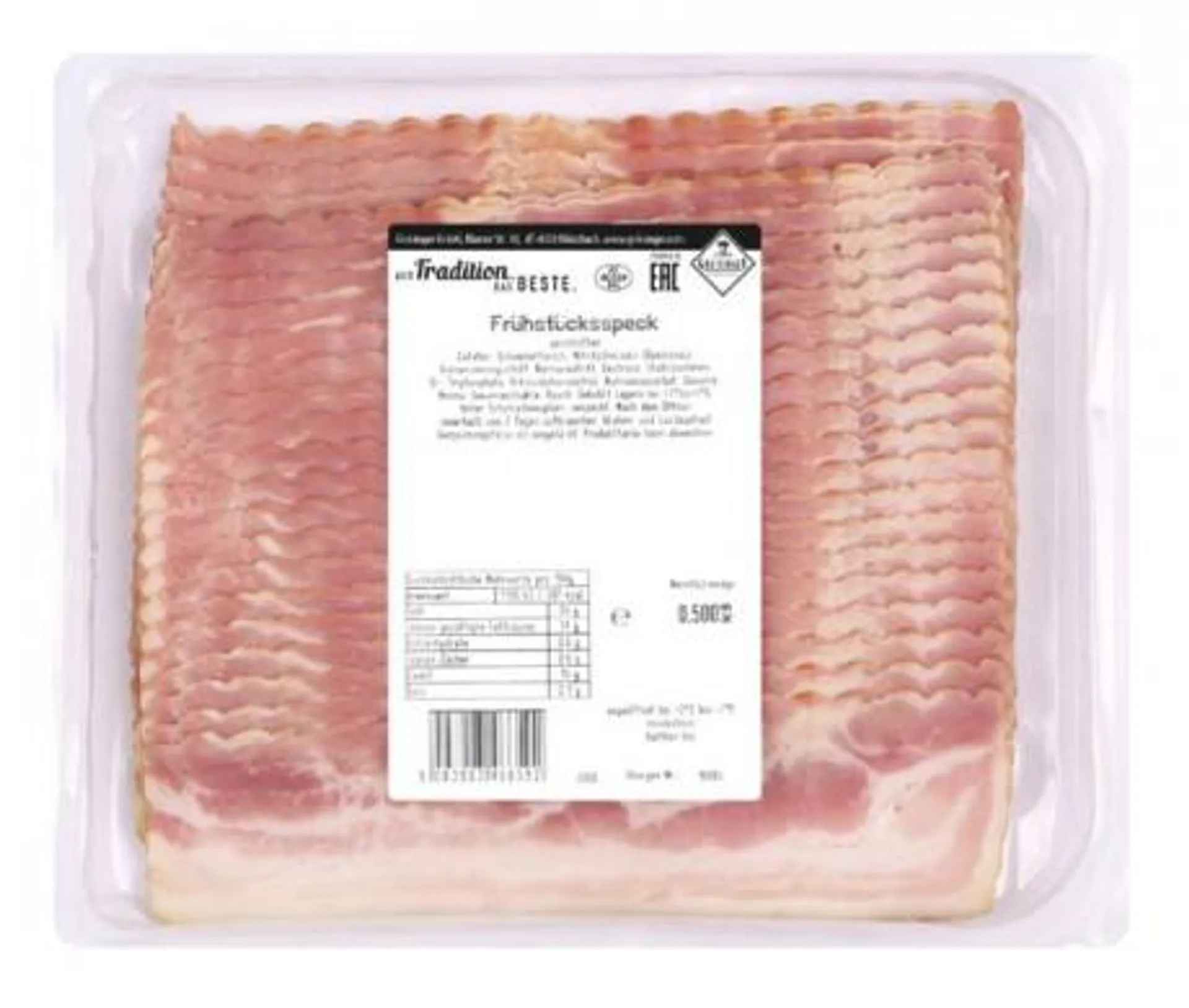 Frühstücksspeck geschnitten