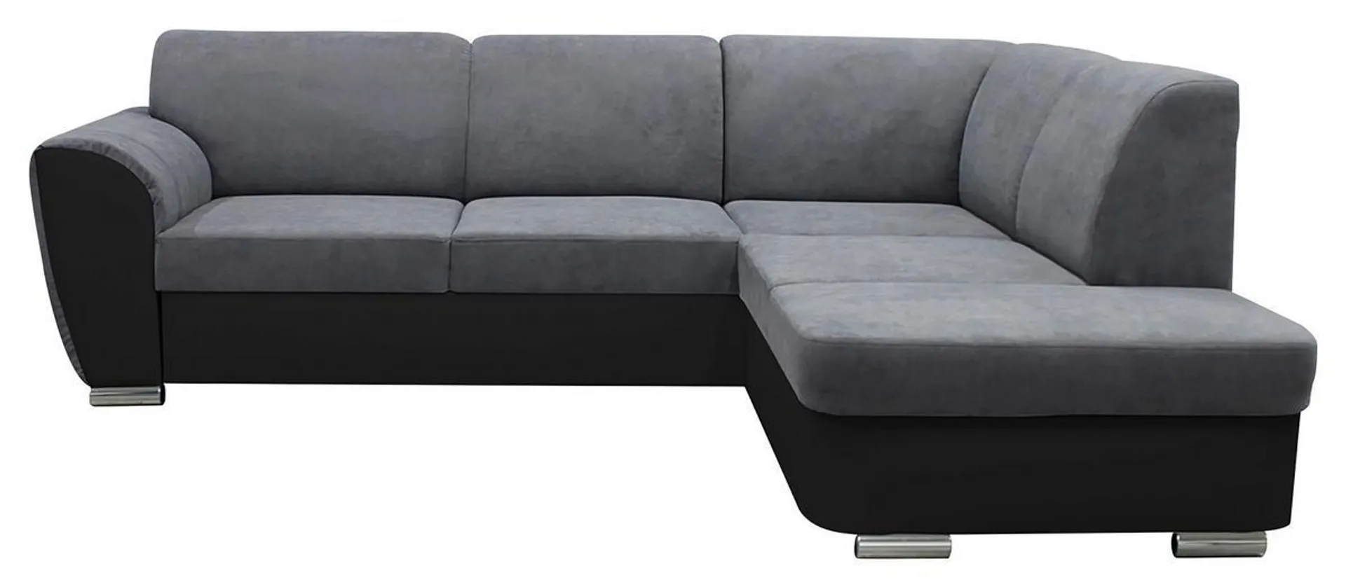 MID.YOU Ecksofa mit Bettkasten Doris Rücken Echt Grau/Schwarz