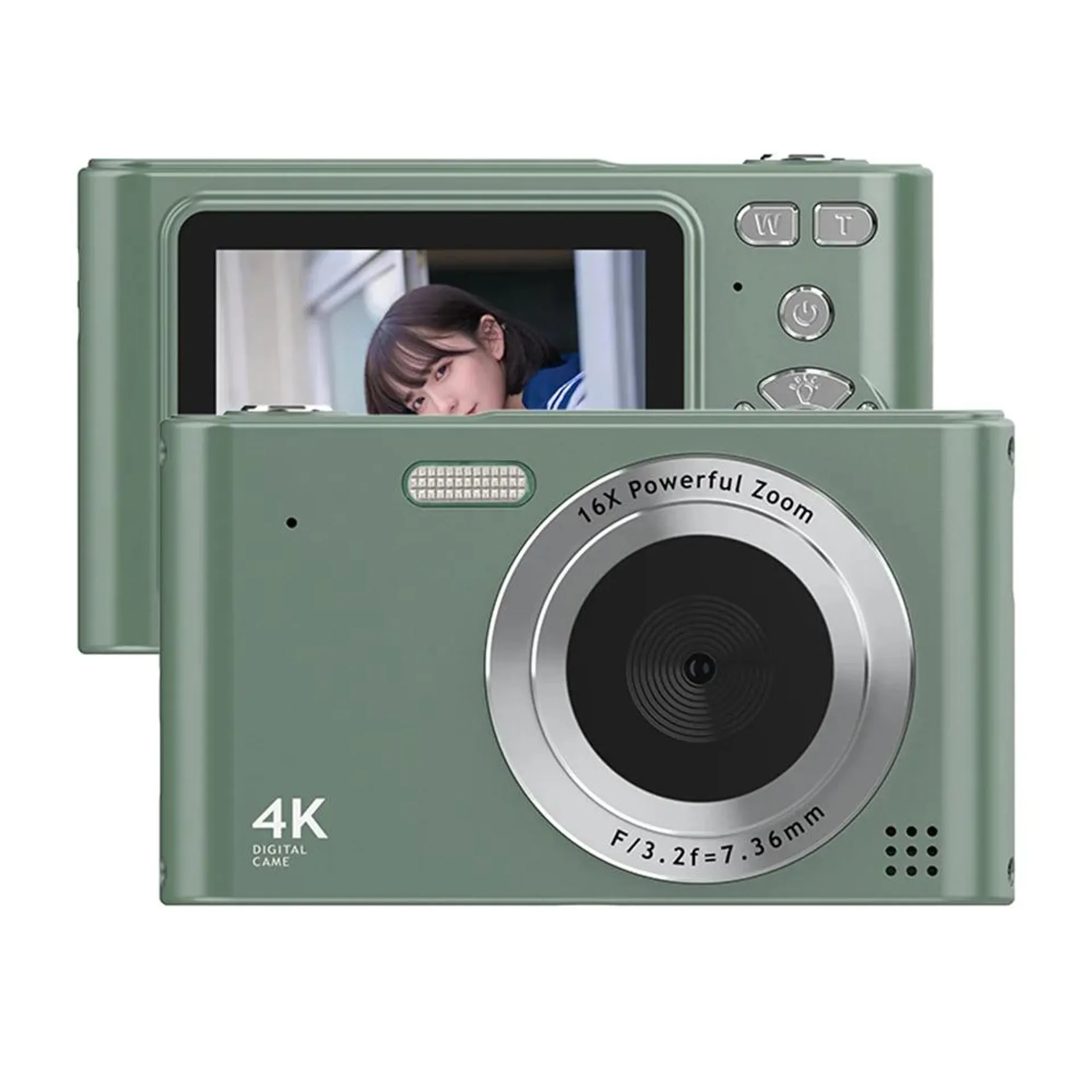 4K Digital Camera 48MP Video Camera 2.4 Inch Screen 16X Digital Zoom Anti-shake Face Detection detection with Flash Battery