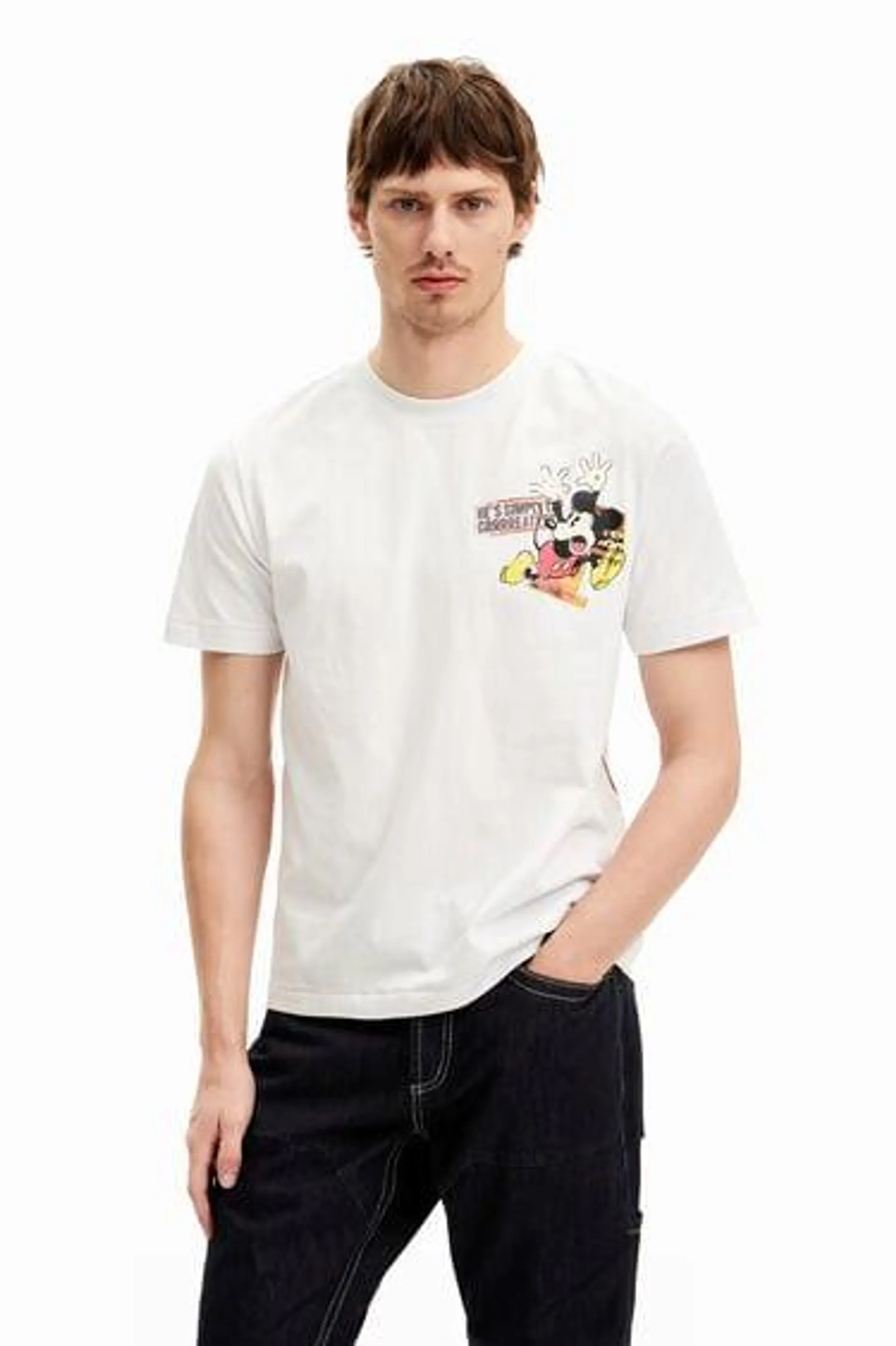 Camiseta de manga corta Mickey Mouse y frase