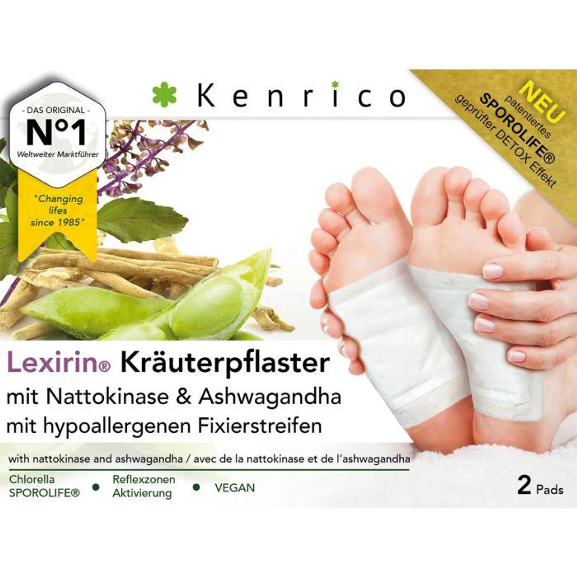 Kenrico Kräuterpflaster Lexirin mit Nattokinase und Ashwagandha 2 Stück