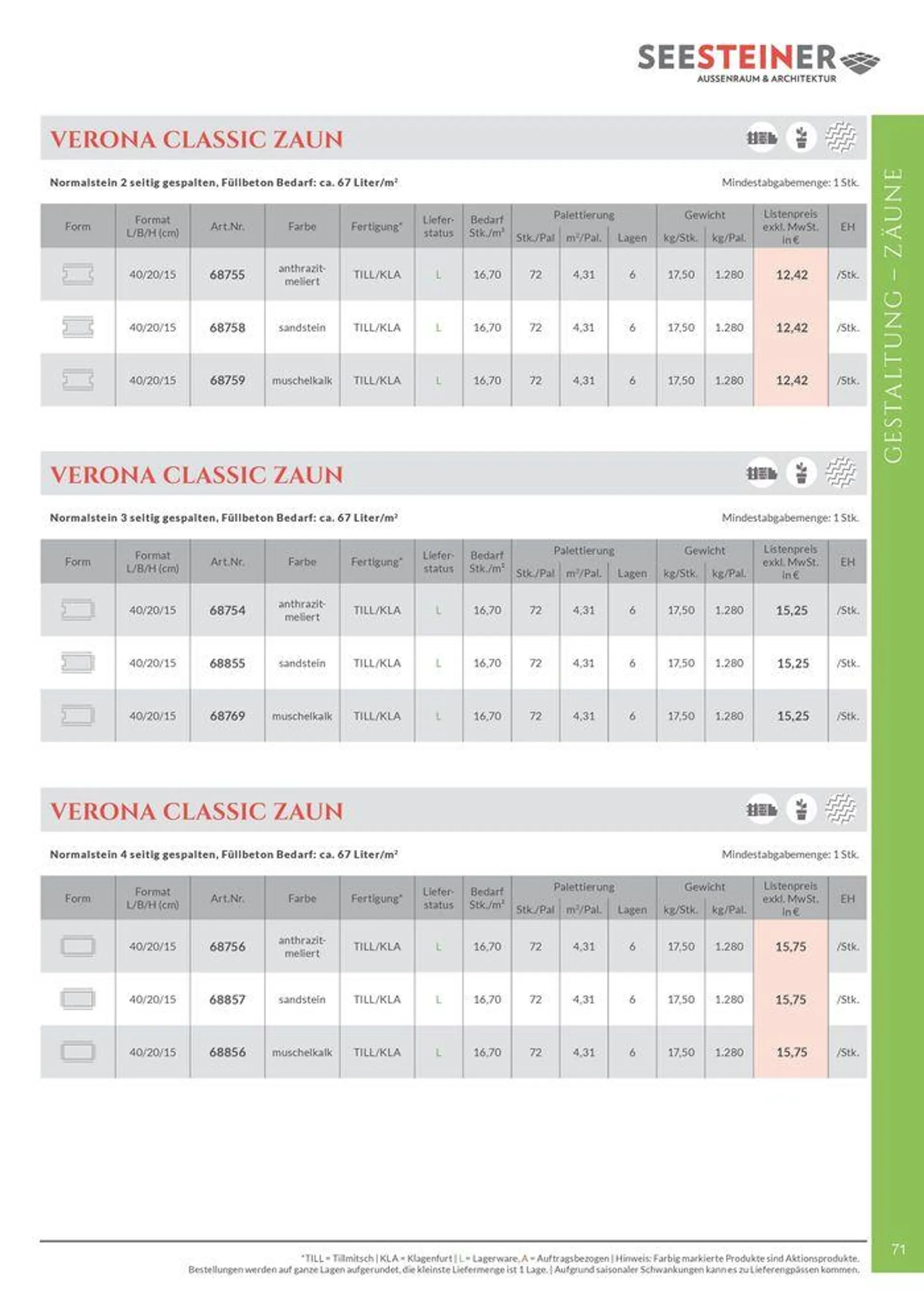 Preis Liste 2024 von 31. Mai bis 31. Dezember 2024 - Flugblätt seite  73