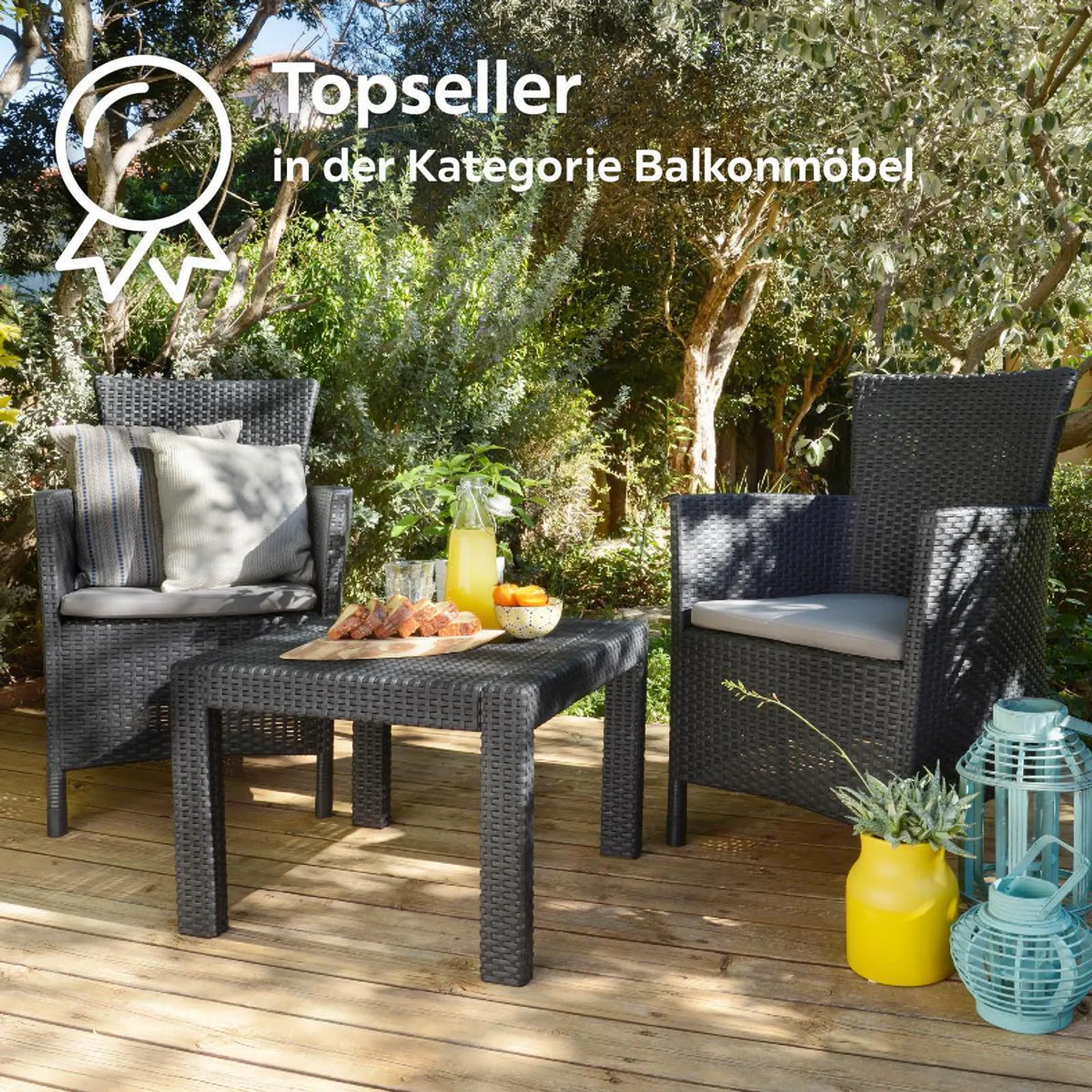 Set Rosario Aus Polyrattan mit Kissen