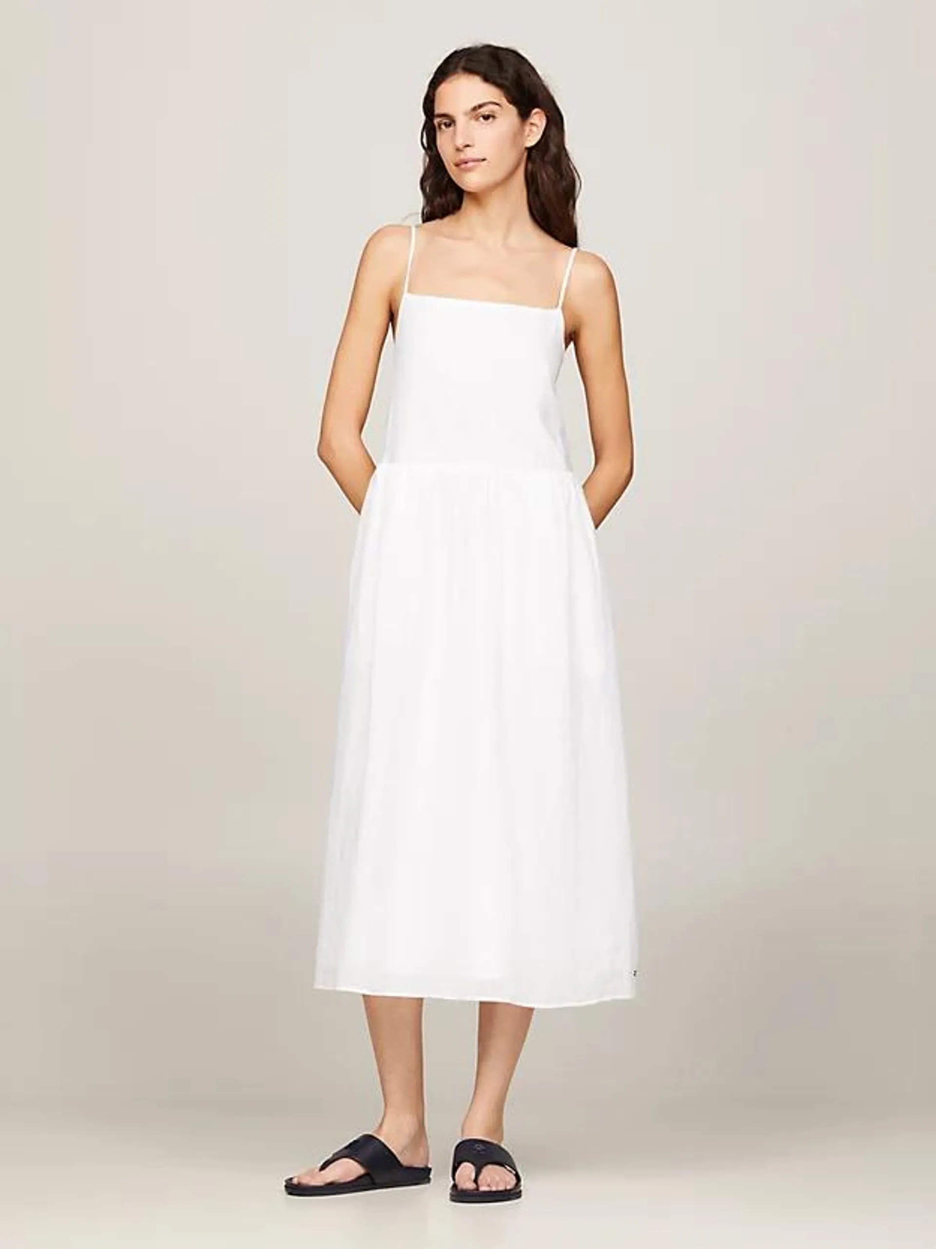 Ärmelloses Midi-Slip-Dress aus Leinen