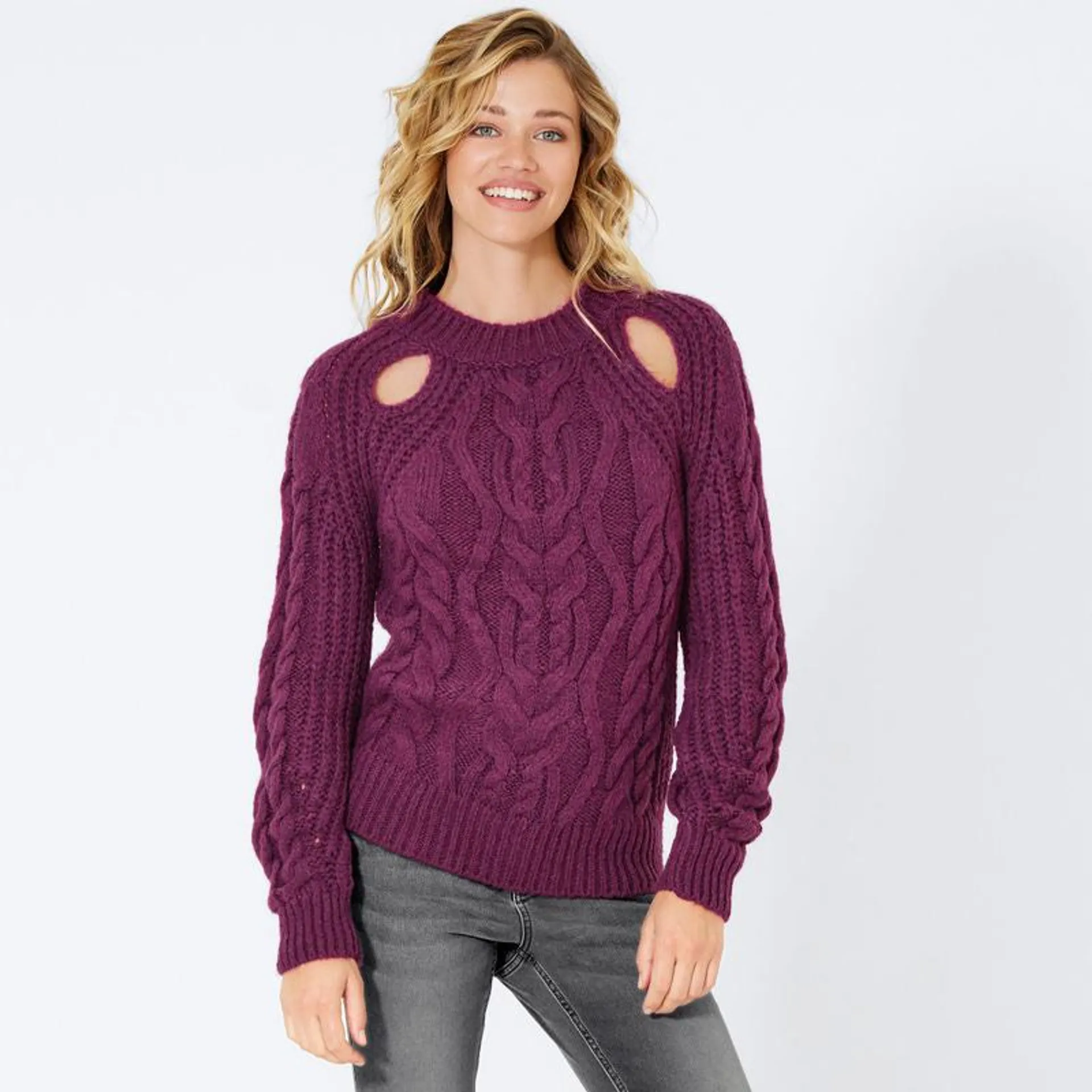 Damen-Strickpullover mit Cut-Outs