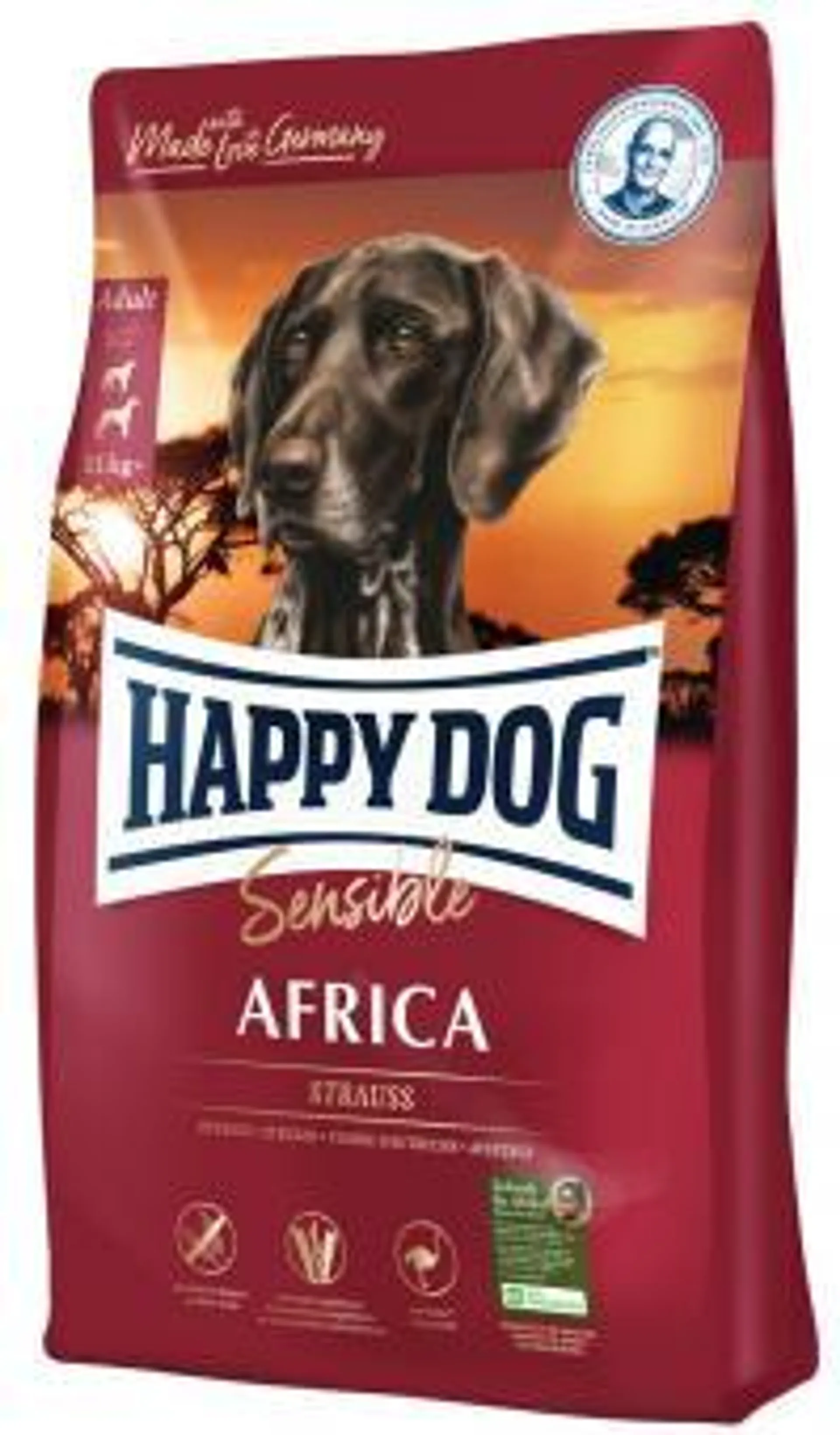 HAPPY DOG Sensible Africa 300g mit Strauß