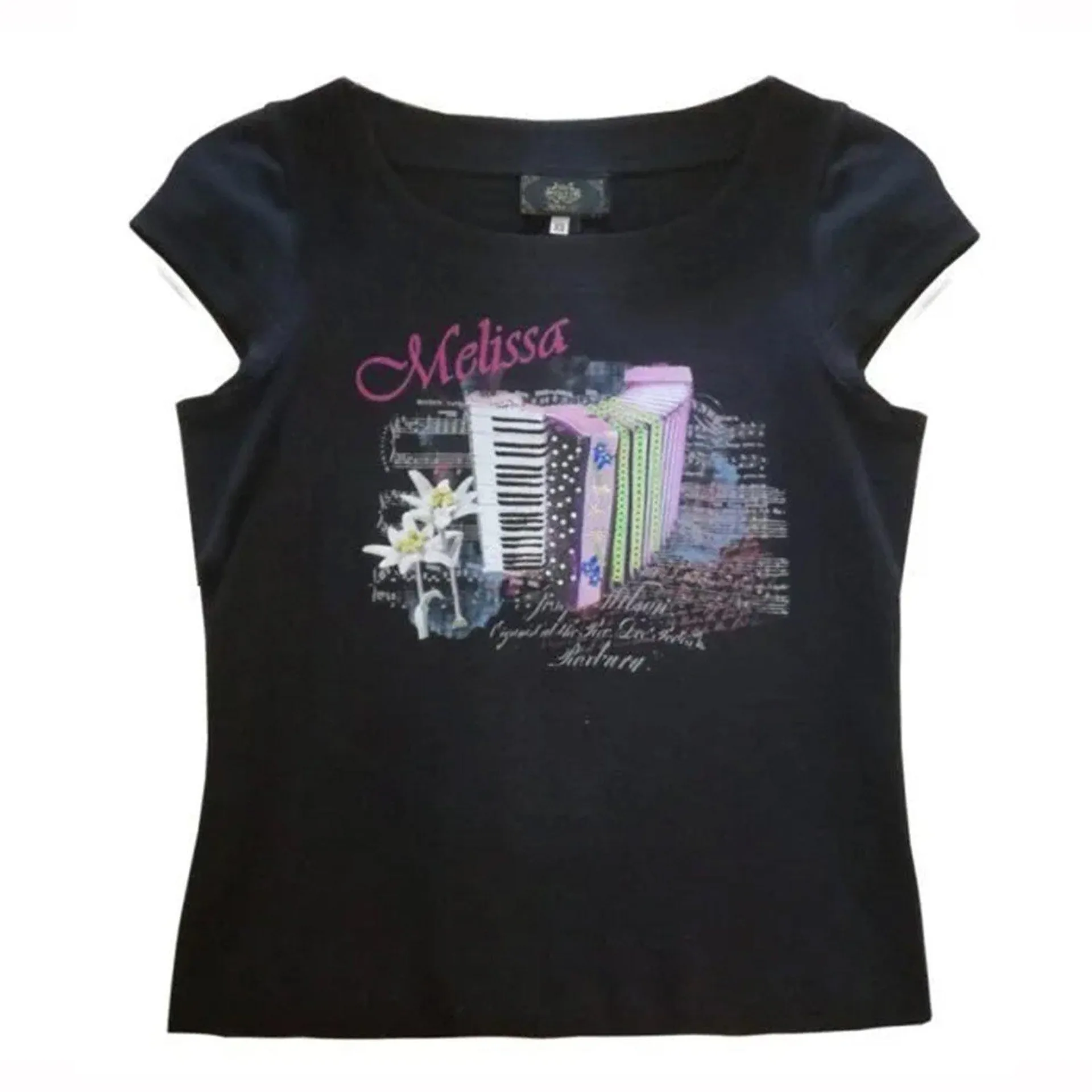 Damen T-Shirt “Melissa”, Schwarz mit Farbdruck