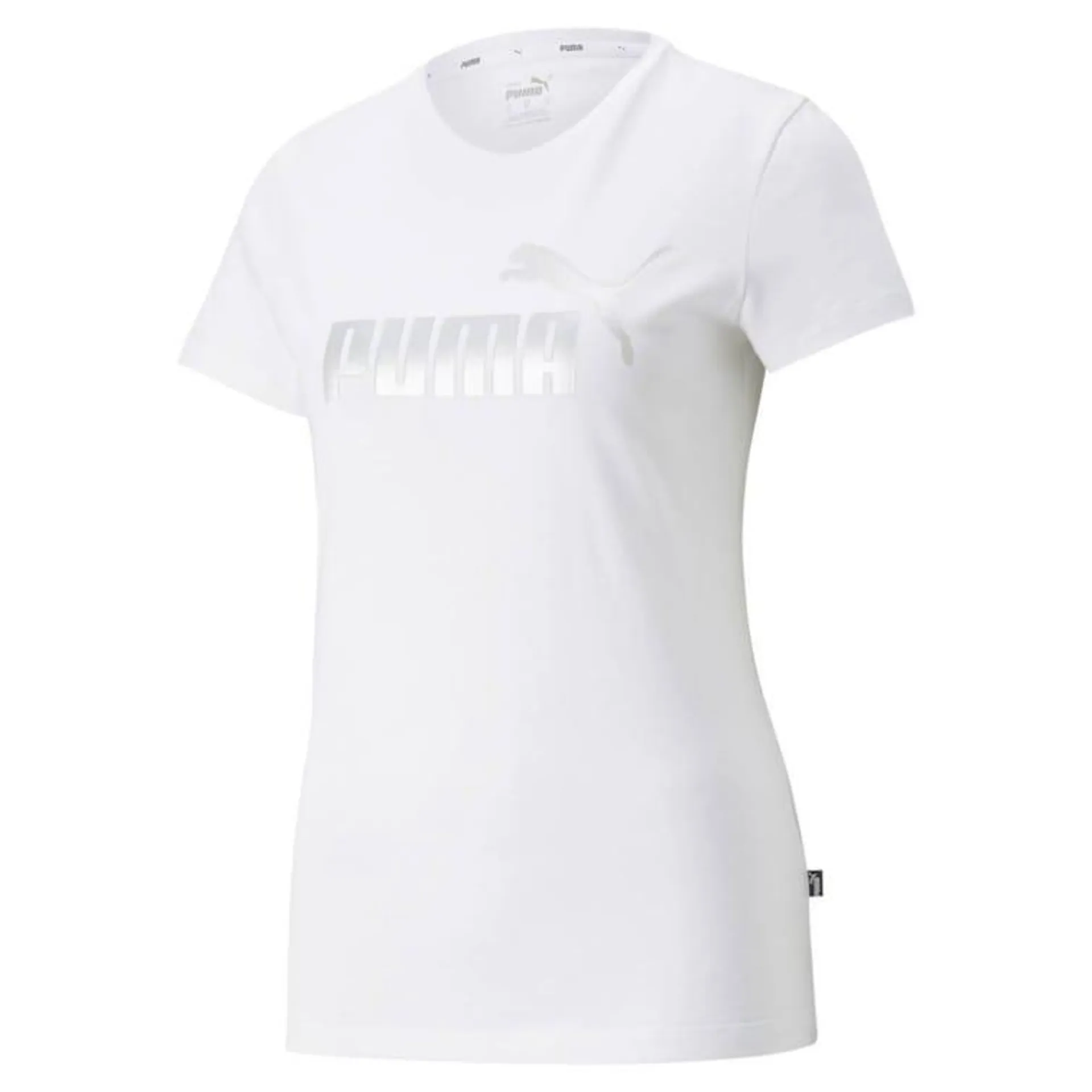 Puma Damen T-Shirt - Ess+ Metallic Logo Tee, Rundhals, Kurzarm, Uni