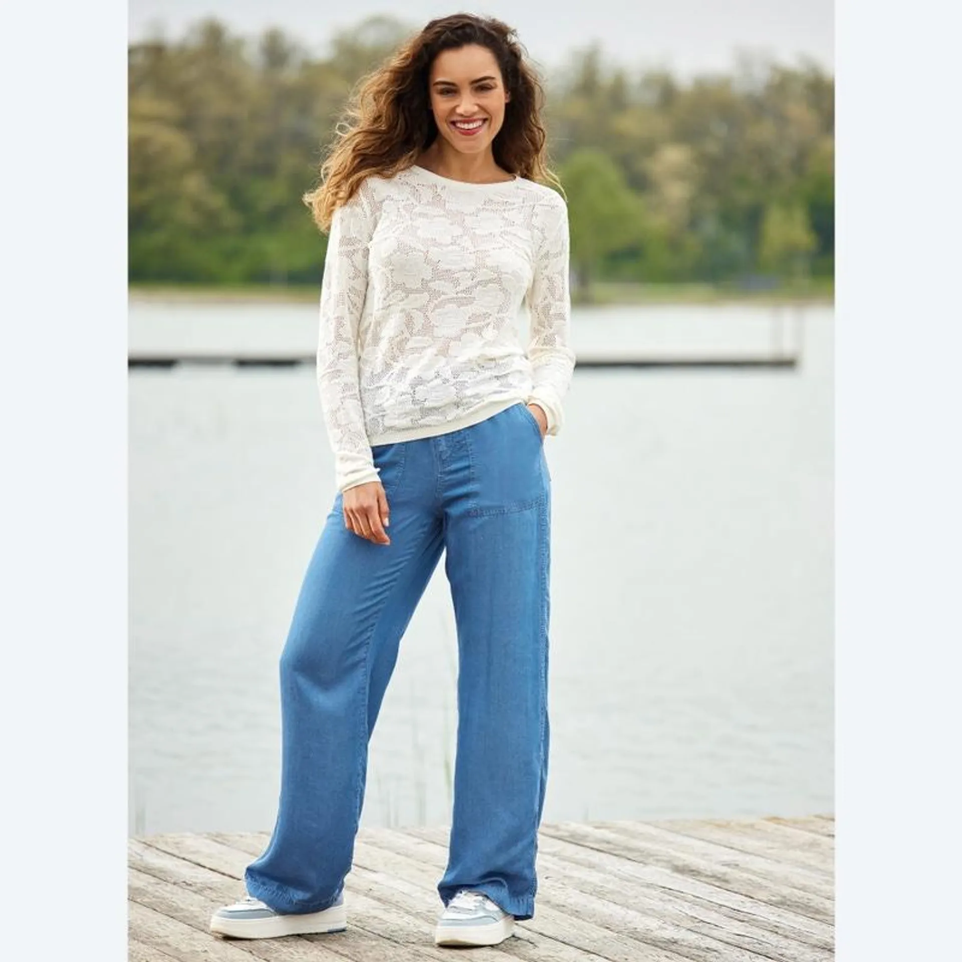 Damen-Lyocellhose mit weitem Bein