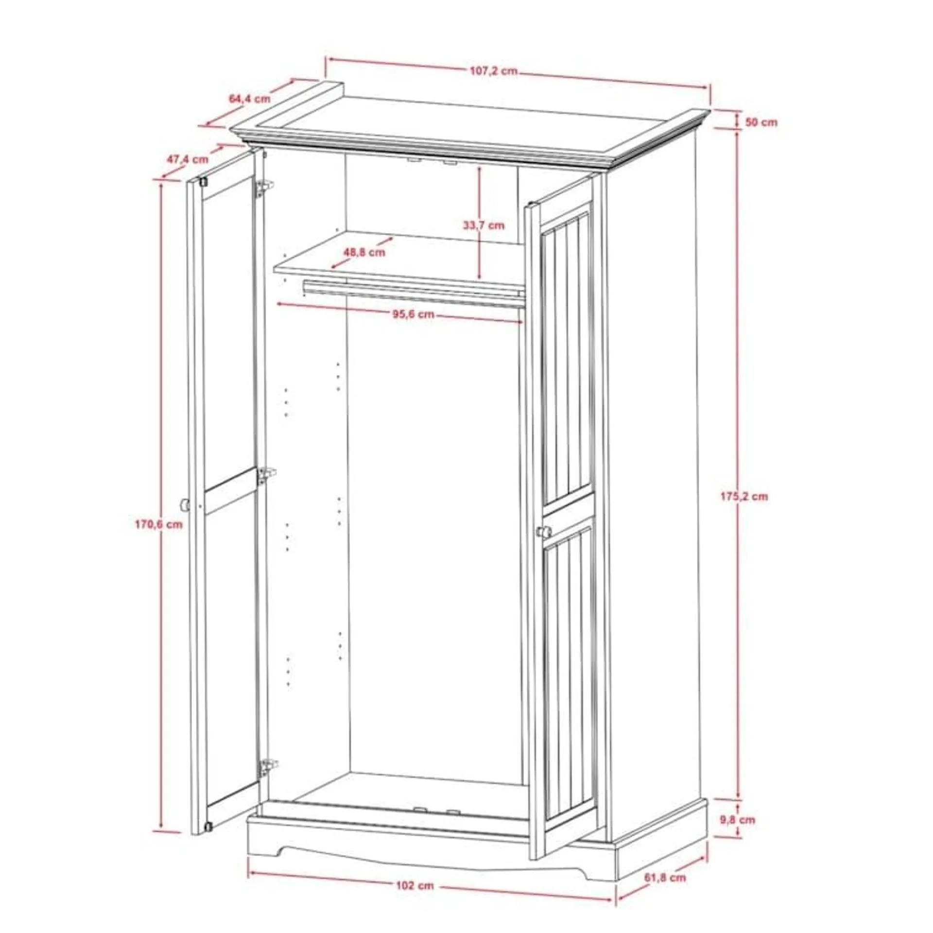 Steiner Shopping Drehtürenschrank / Kleiderschrank Gyronde 11, Kiefer massiv Vollholz, Farbe