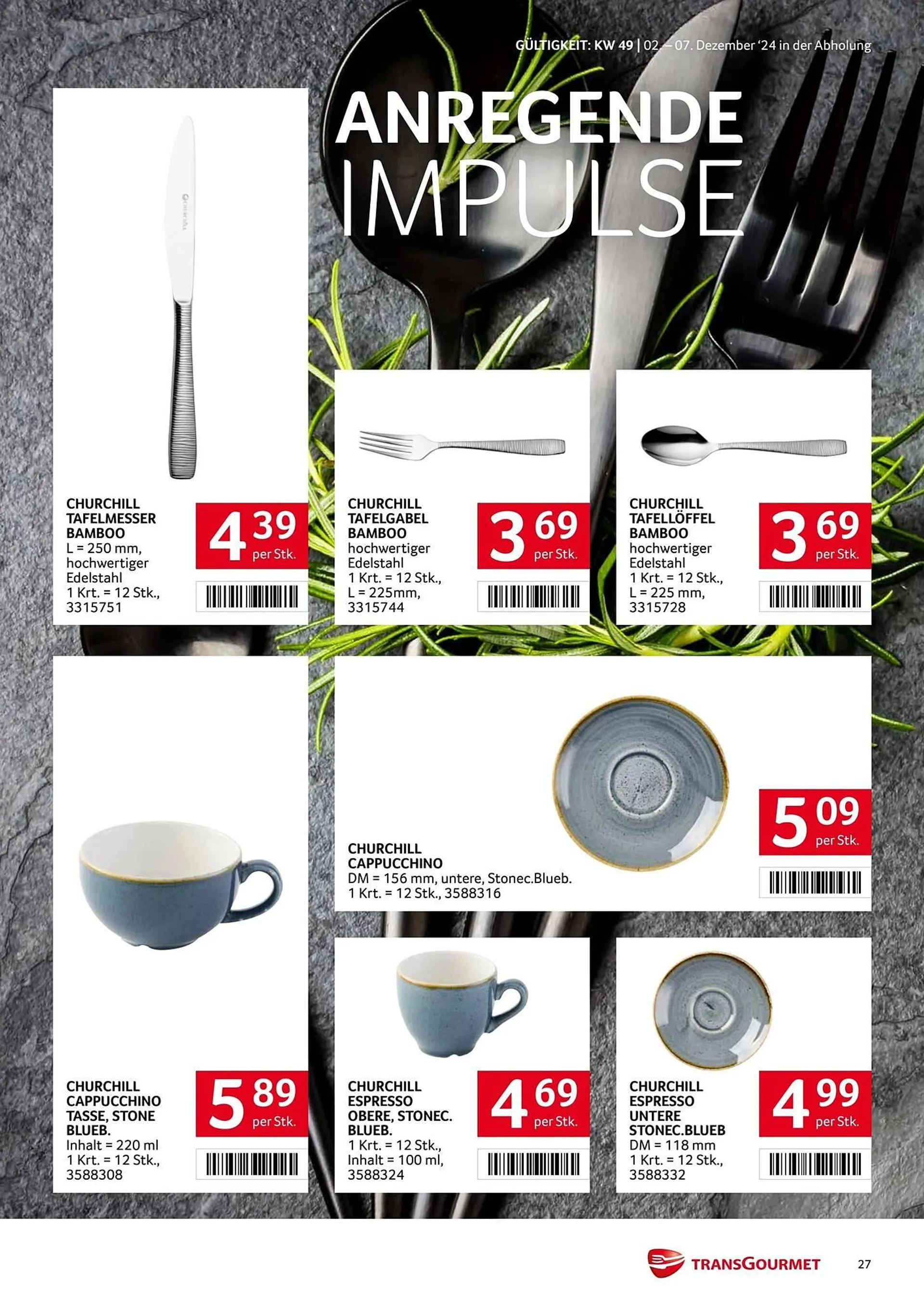 Transgourmet Flugblatt von 2. Dezember bis 8. Dezember 2024 - Flugblätt seite  27