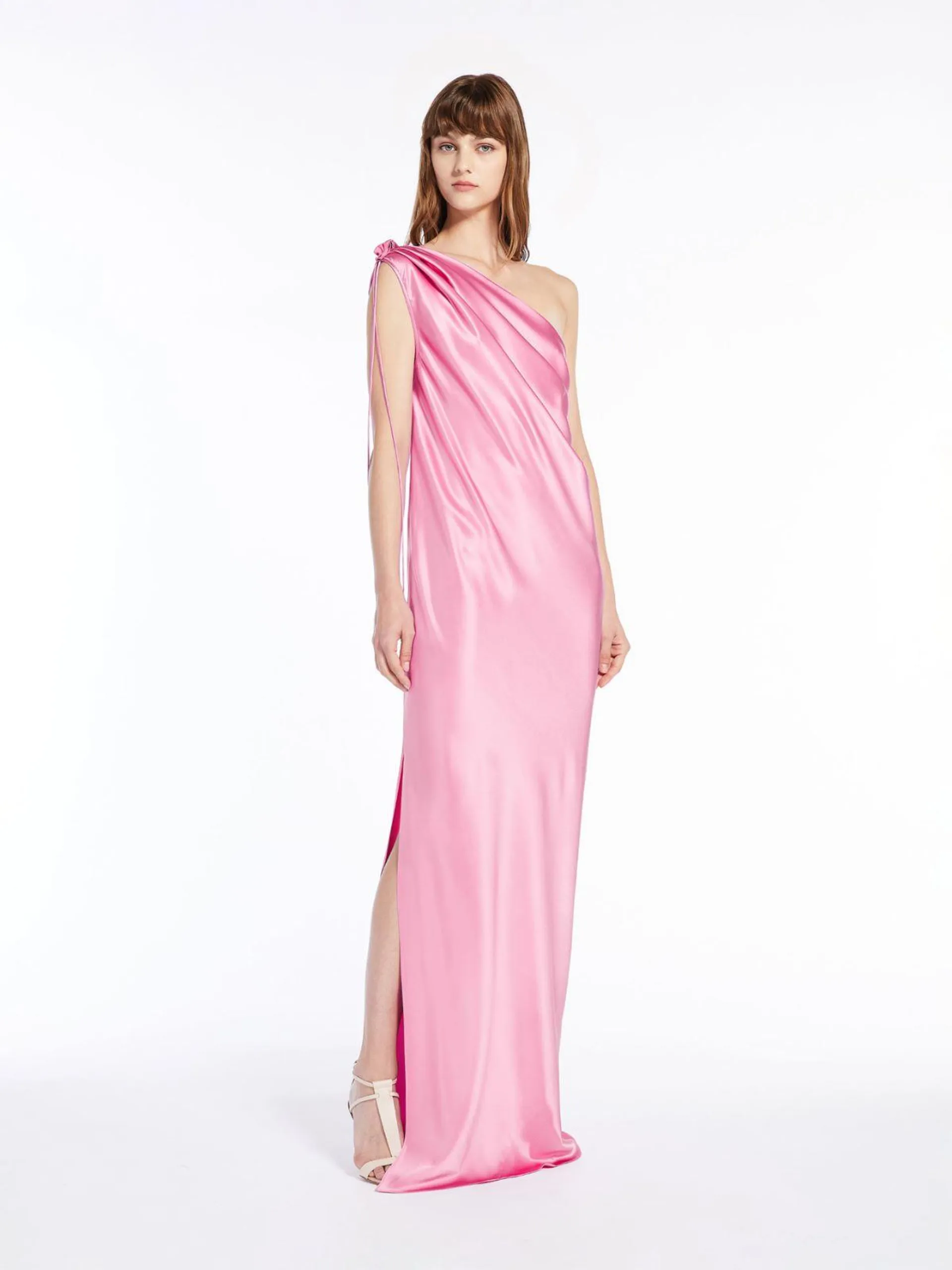 One-Shoulder-Kleid aus Seidensatin