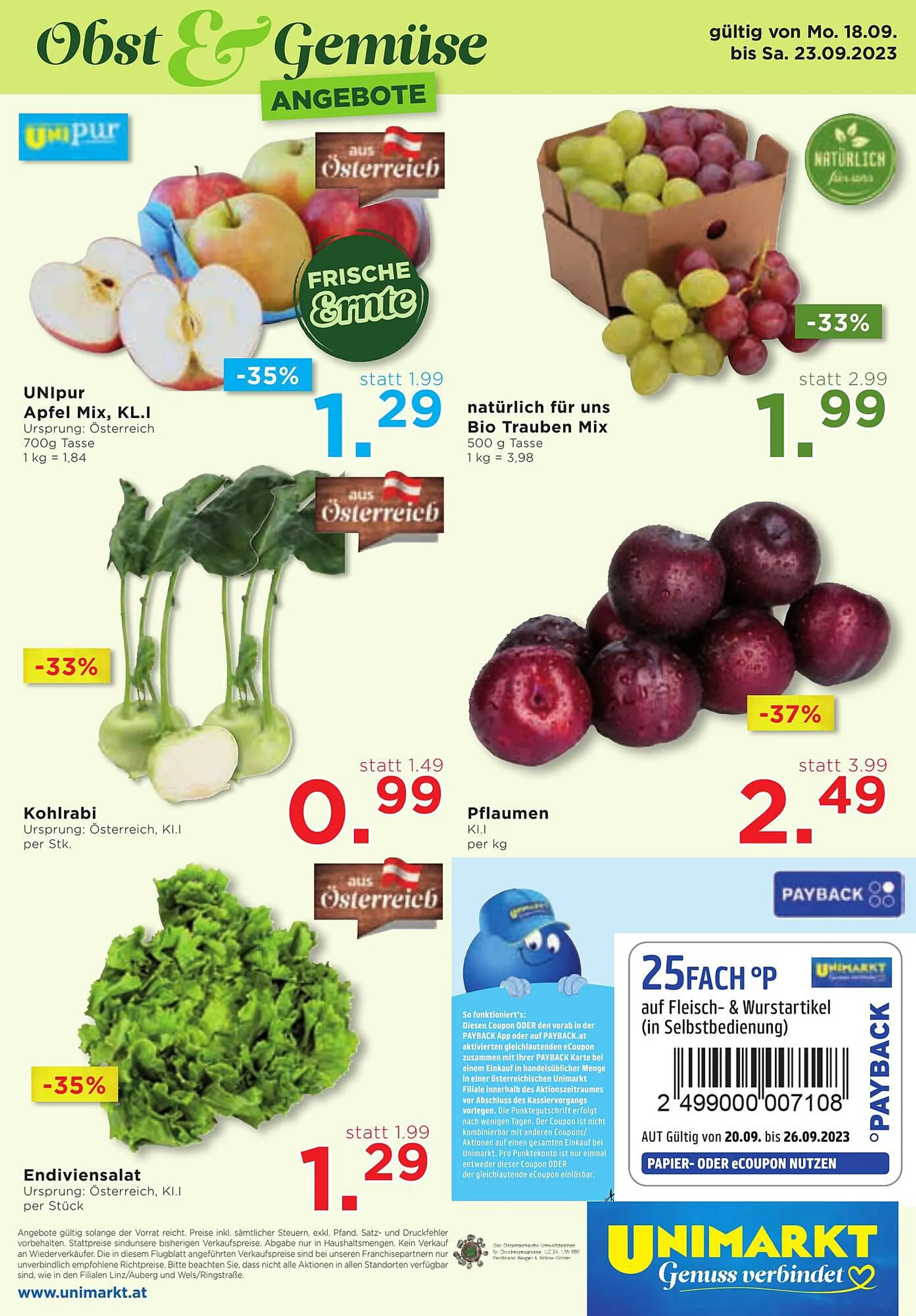 Unimarkt Flugblatt von 20. September bis 26. September 2023 - Flugblätt seite  14