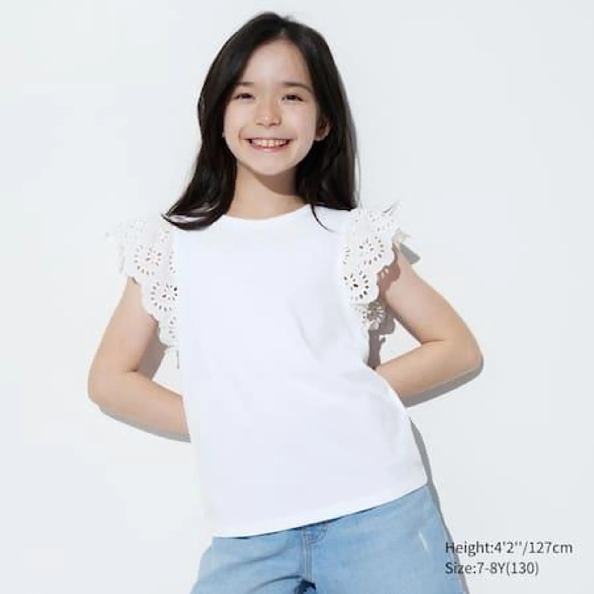 Girls Embroidered Short Sleeved T-Shirt