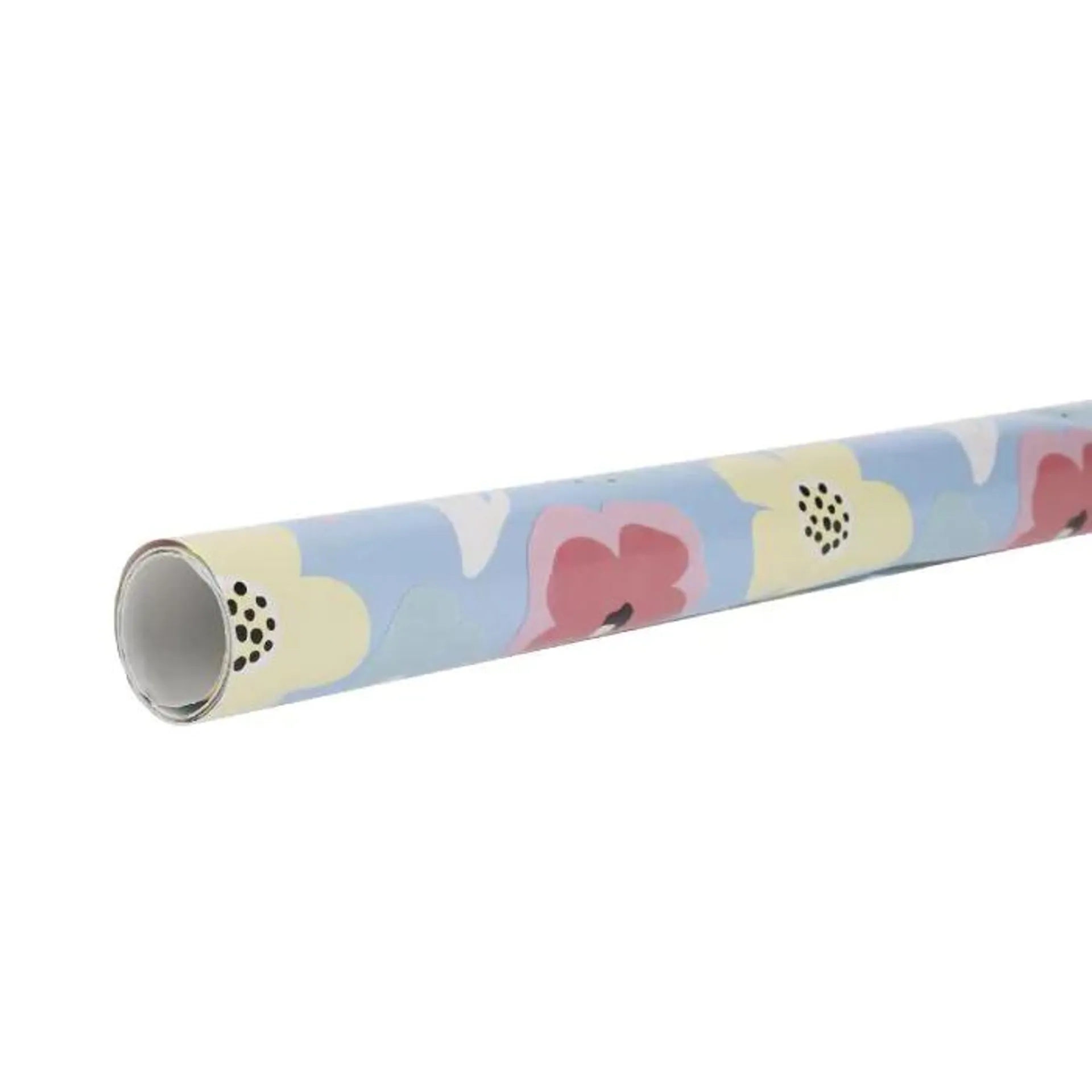 Geschenkpapier Floral-Motiv, hellblau, 2 m