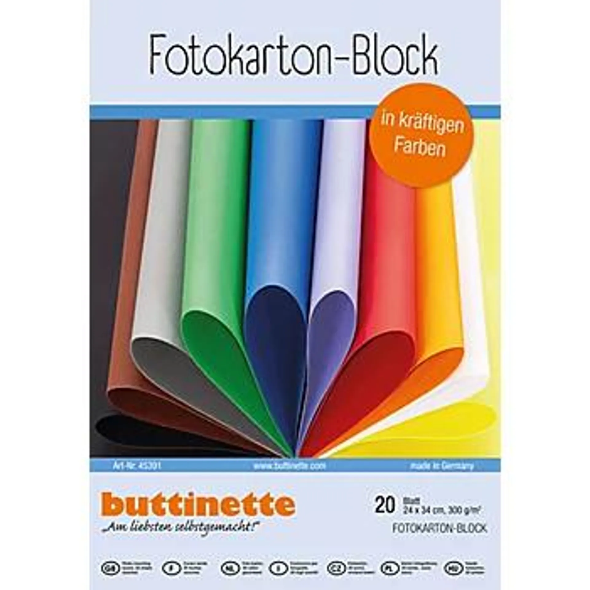 buttinette Fotokarton-Block, bunt, 24 x 34 cm, 20 Blatt