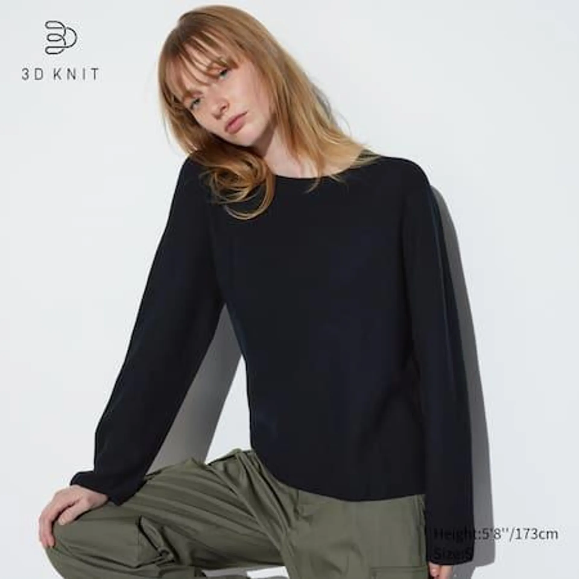 3D Knit Seamless Cotton Crew Neck Jumper