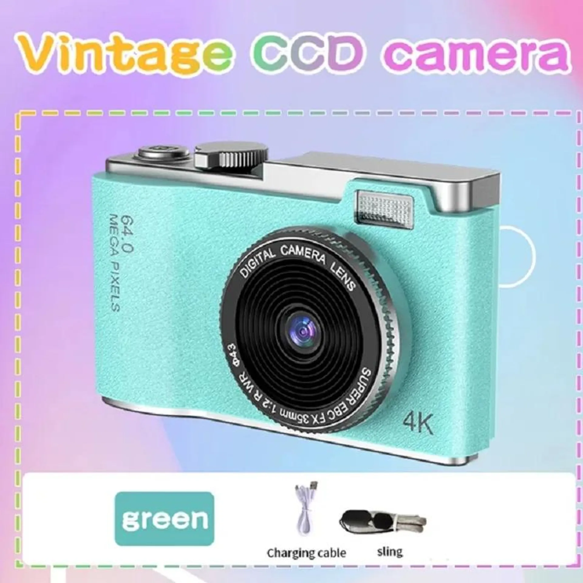 CCD High-Definition Digital Camera for Student Beginners, Mini Front and Rear Dual Camera Camera for Kid Adult Beginners Gift