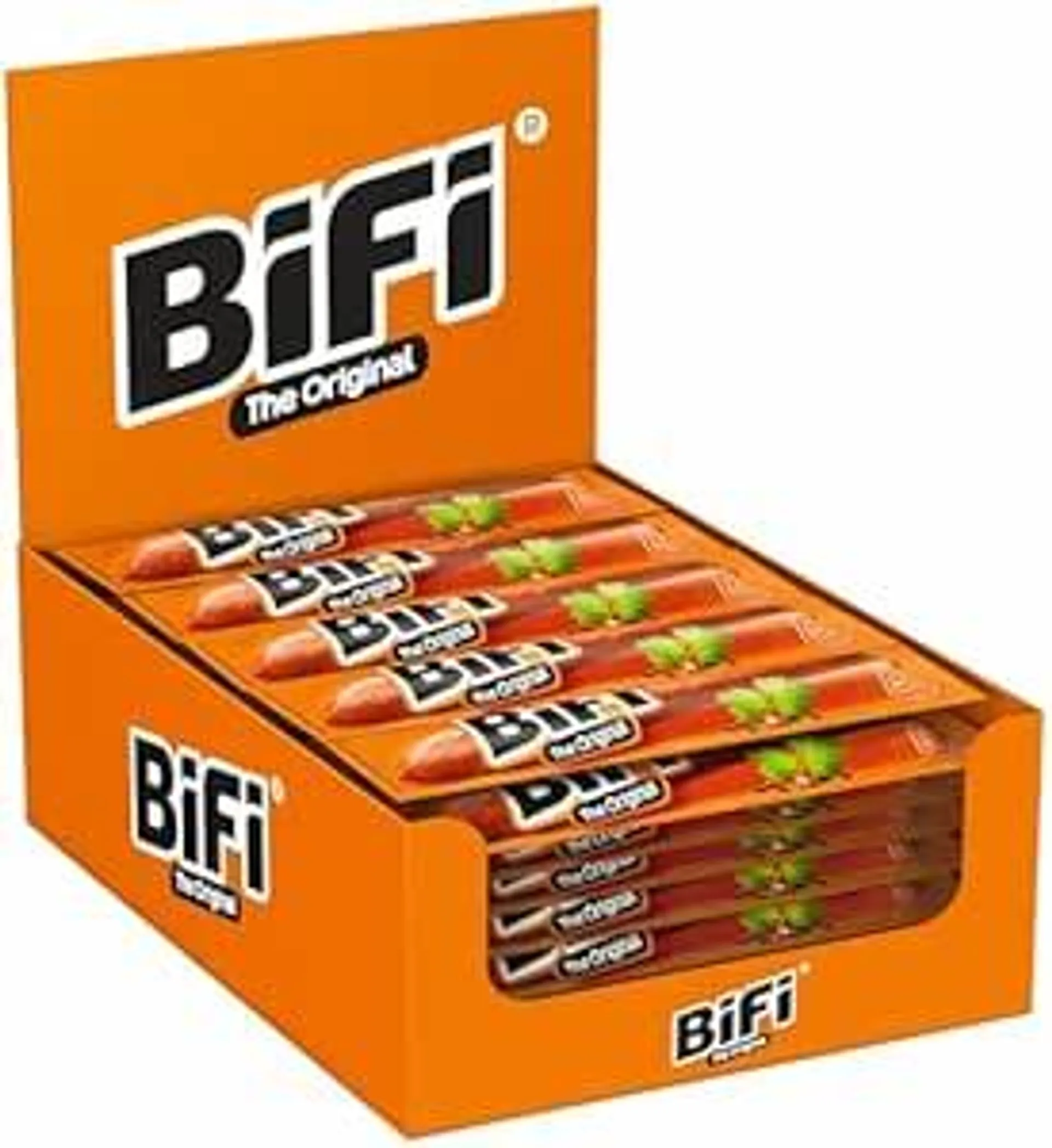 BiFi Original Salami Sticks – 40er Pack (40 x 20g) – Wurst Snack To Go - Luftgetrocknet Fleisch & Wurstwaren Paket - Salami mit Pfeffer, Koriander und Knoblauch - Ideale Knabberbox - Wurstpaket