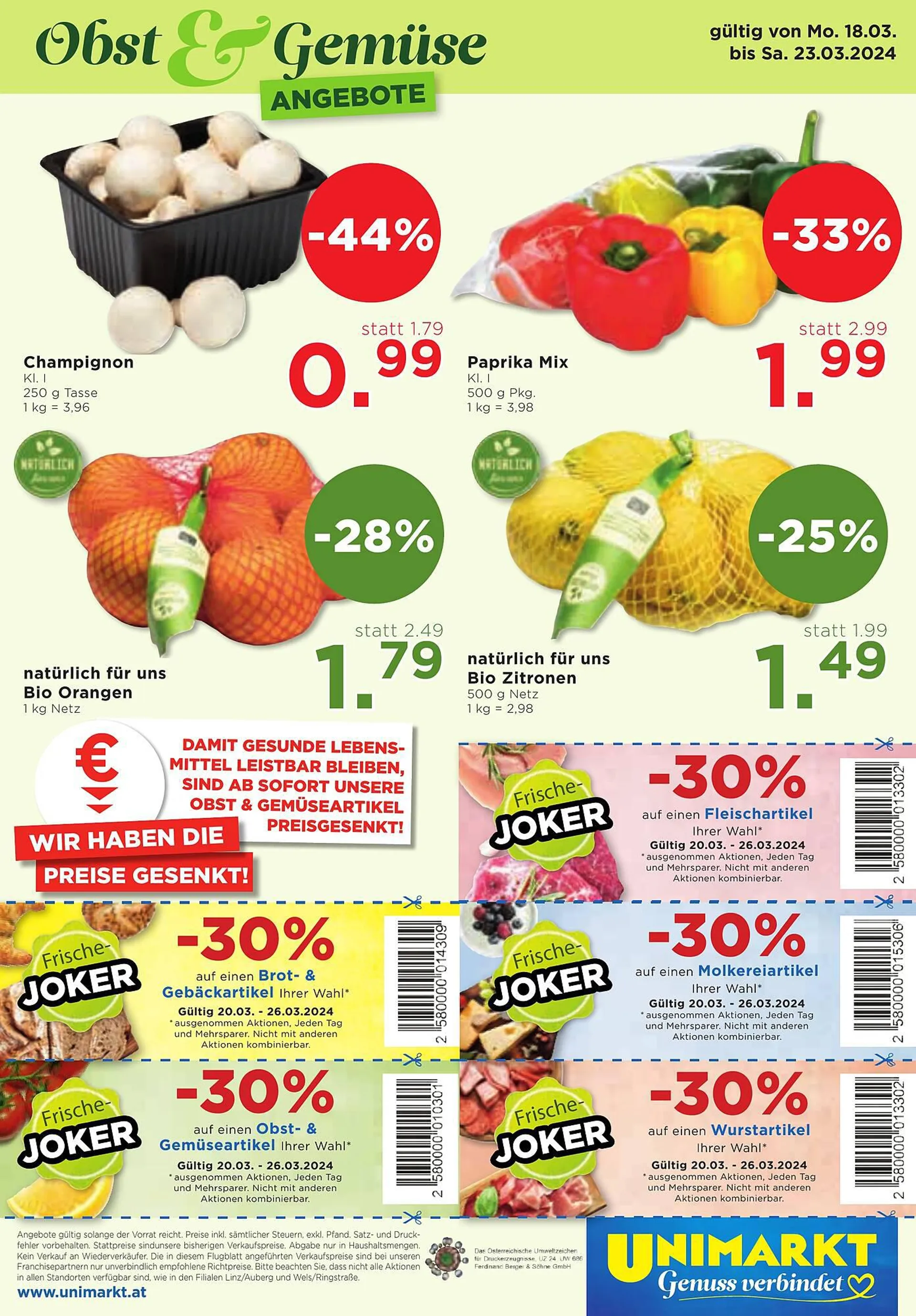 Unimarkt Flugblatt von 20. März bis 26. März 2024 - Flugblätt seite  16