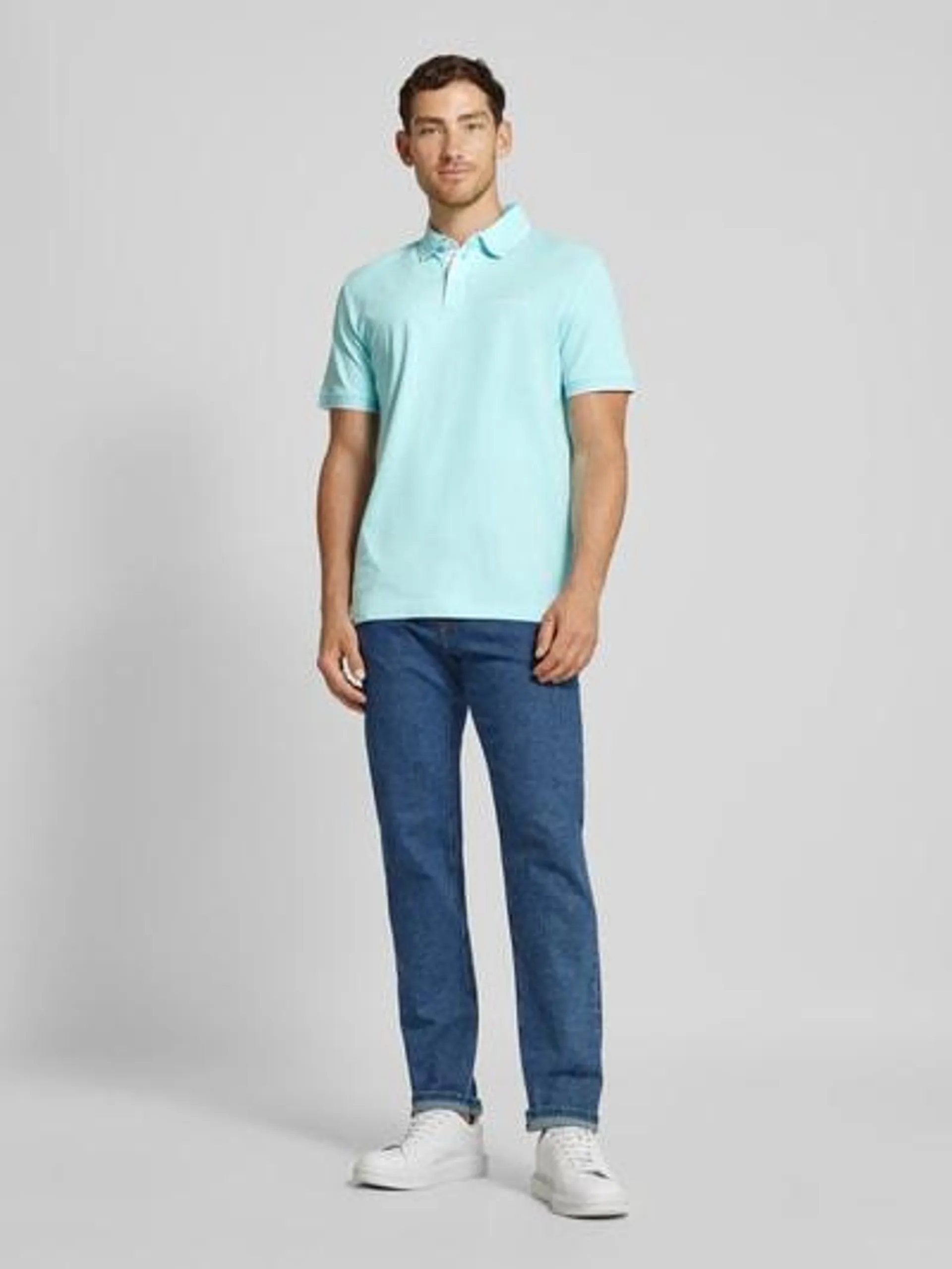 Poloshirt mit Label-Stitching in ocean