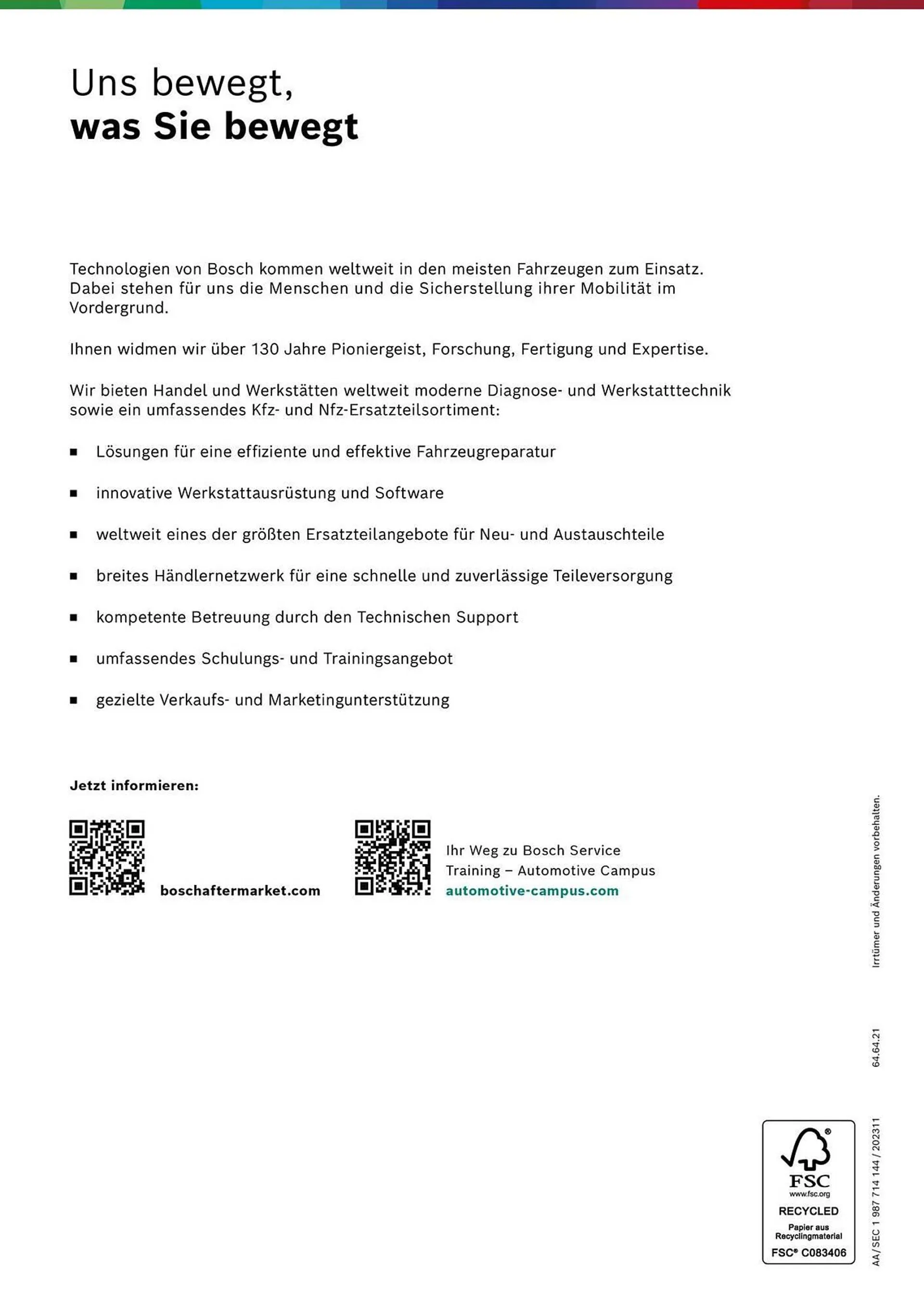 Bosch Car Service Flugblatt von 8. Februar bis 31. Dezember 2024 - Flugblätt seite  104