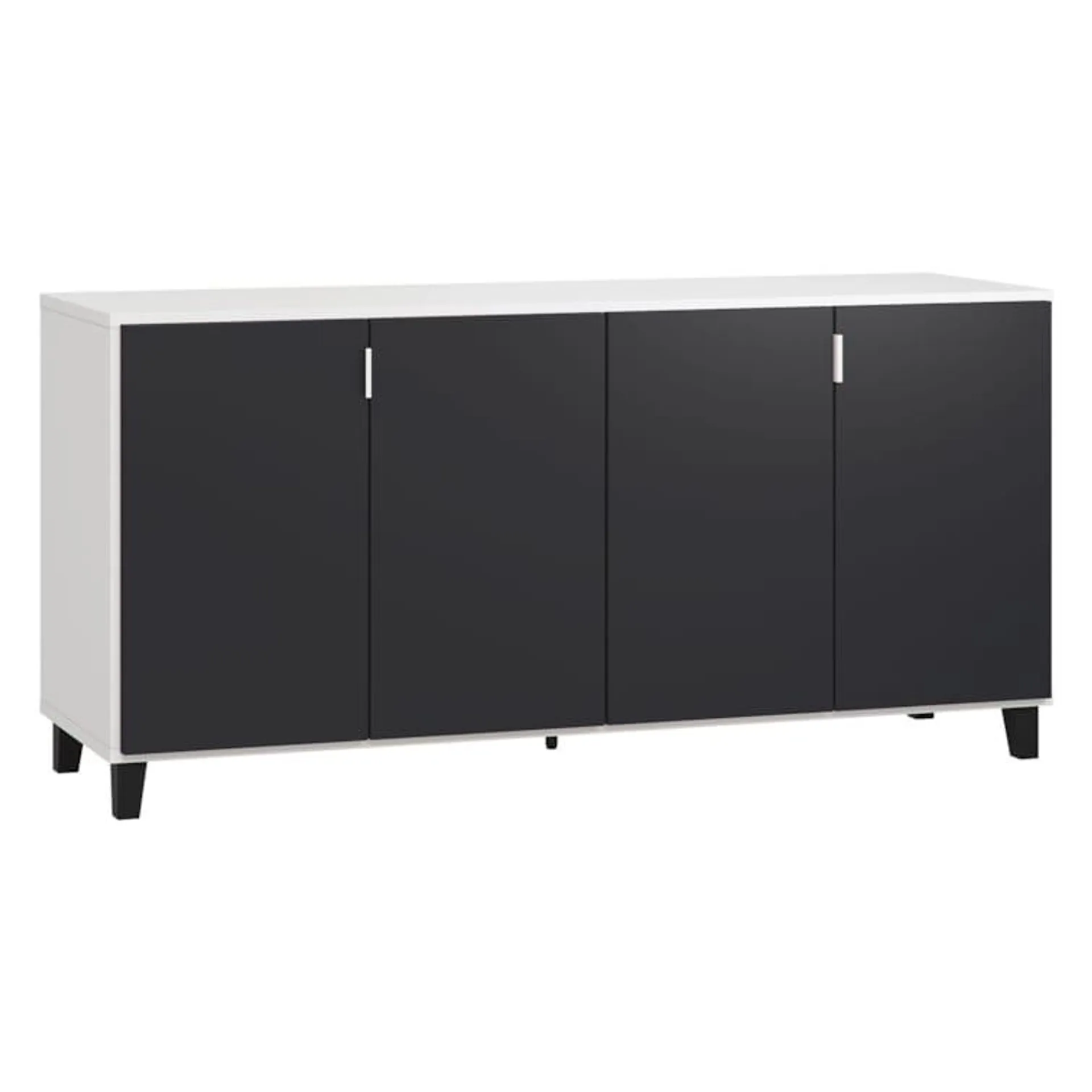 Steiner Shopping Kommode Vacas 04, Farbe: Weiß / Schwarz - Abmessungen: 78 x 160 x 47 cm (H