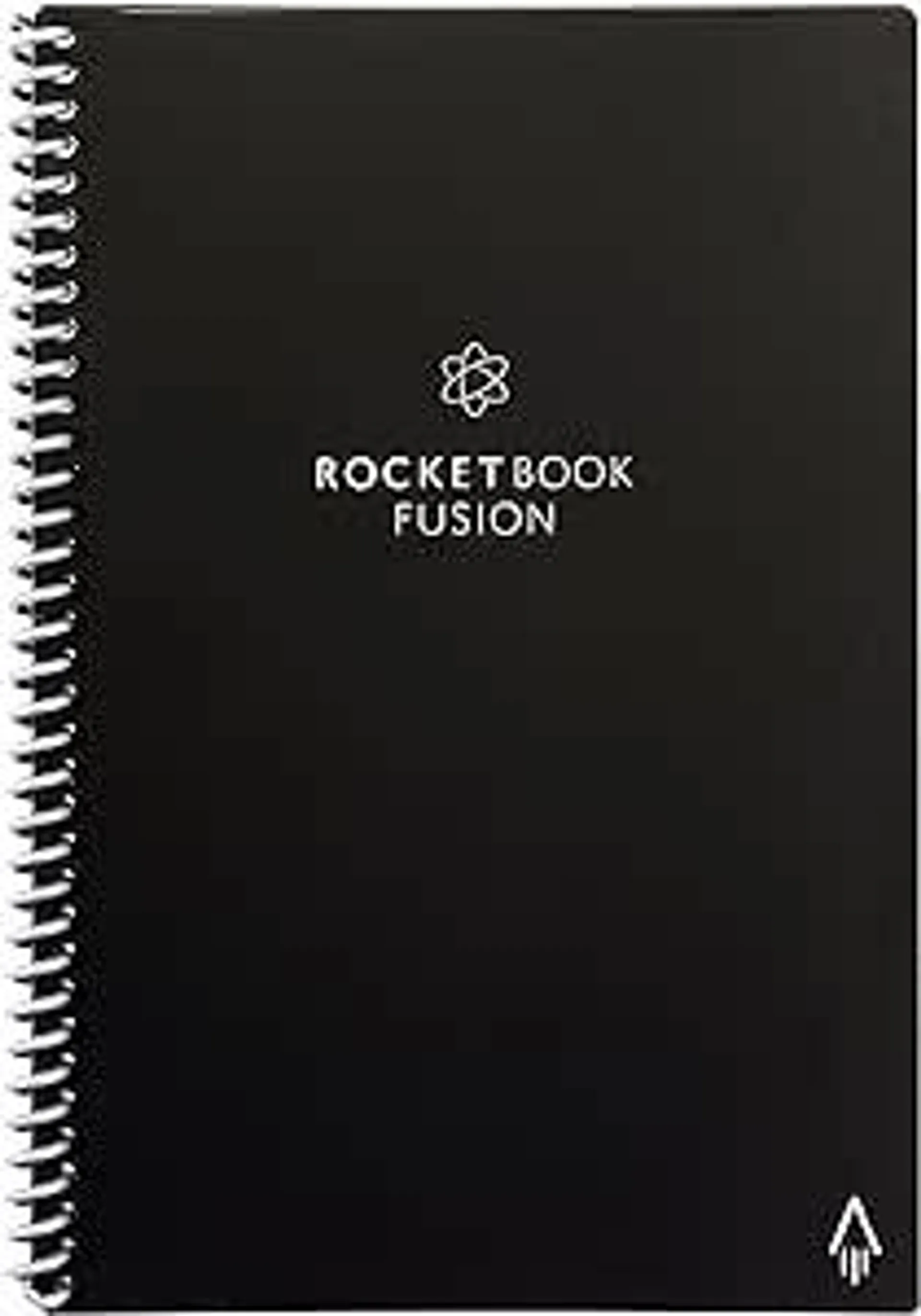 Rocketbook Fusion Wiederverwendbares Notizbuch - Schwarz, Executive A5, 7 Seitenvorlagen mit Kalender, To-Do Liste, Punktraster und Linierte Seiten, Inklusive FriXion Stift und Mikrofasertuch