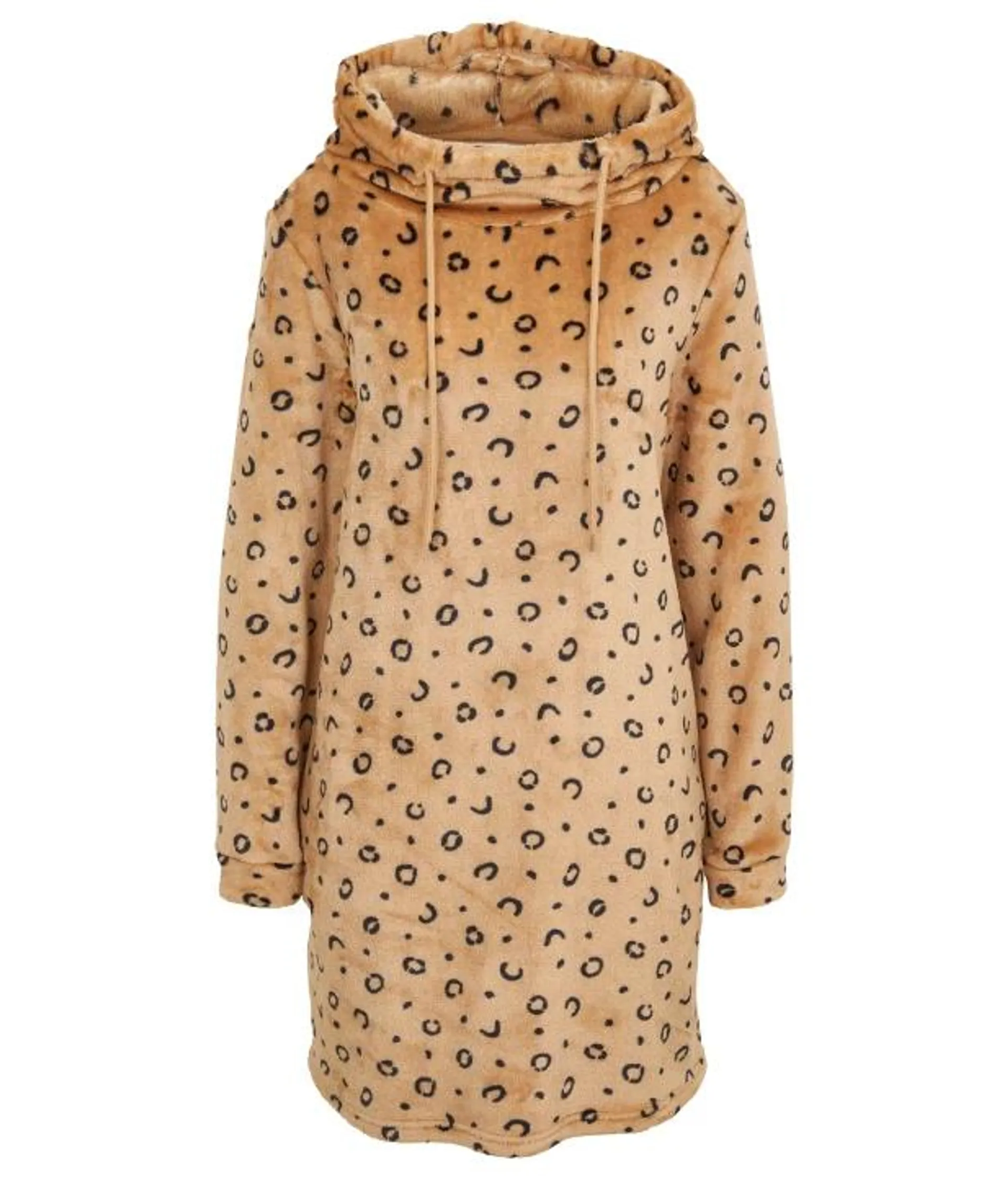 Fleece-Kleid mit Leoprint