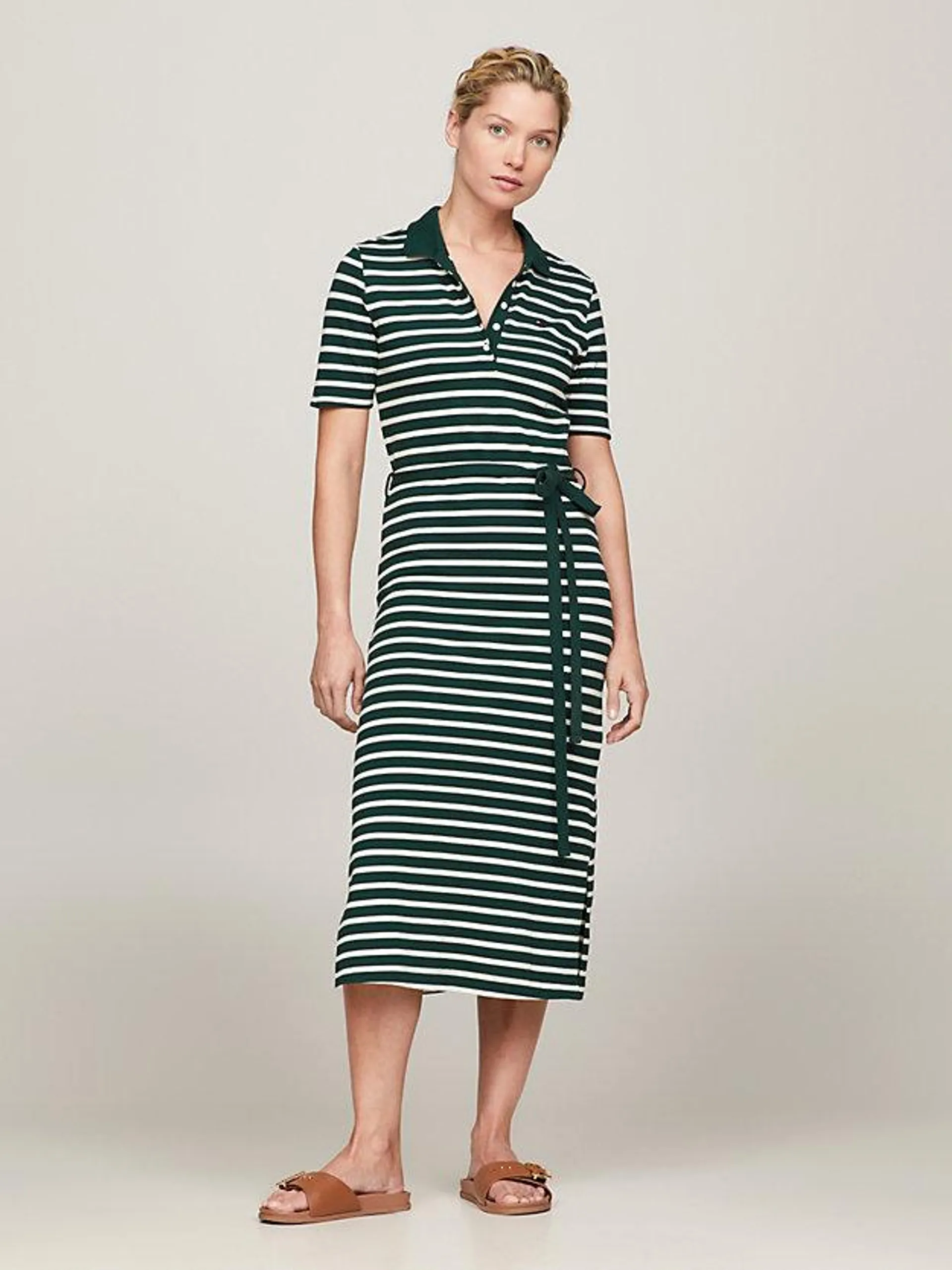 Midi-Polokleid mit Breton-Streifen