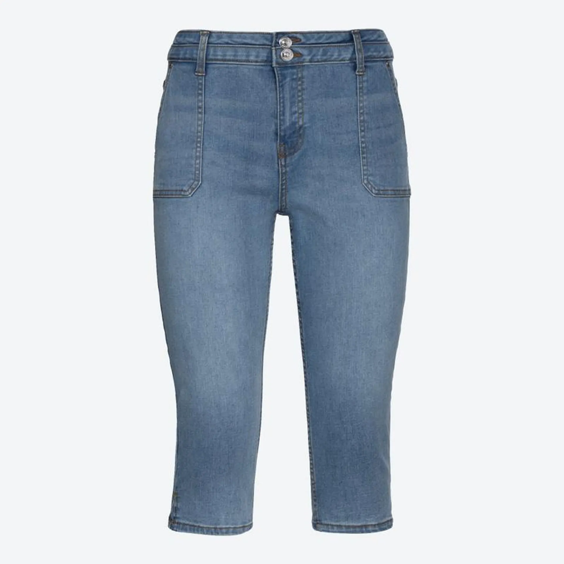 Damen-Capri-Jeans mit Knöpfen