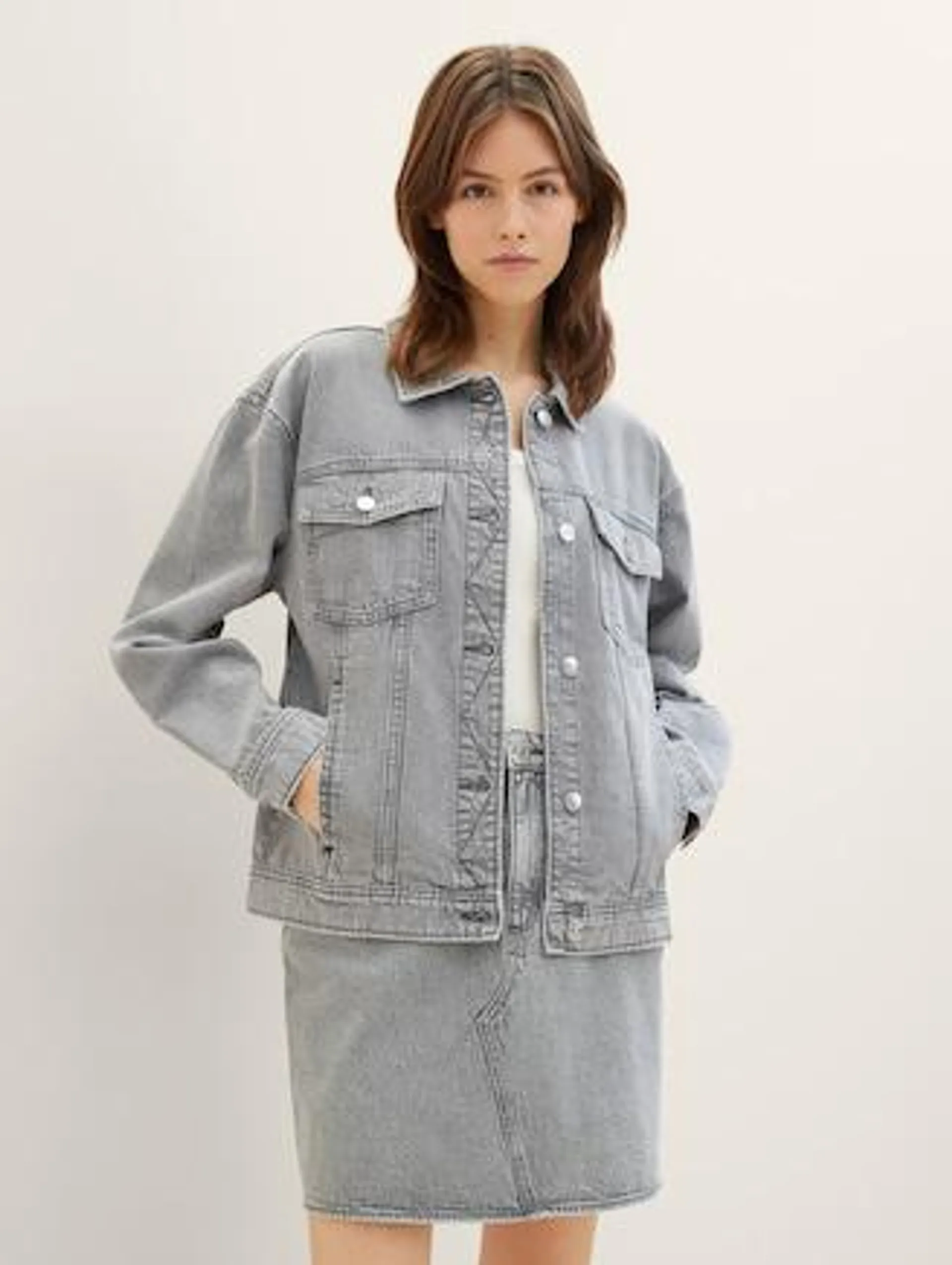 Oversized denim jacket with recycled cotton
