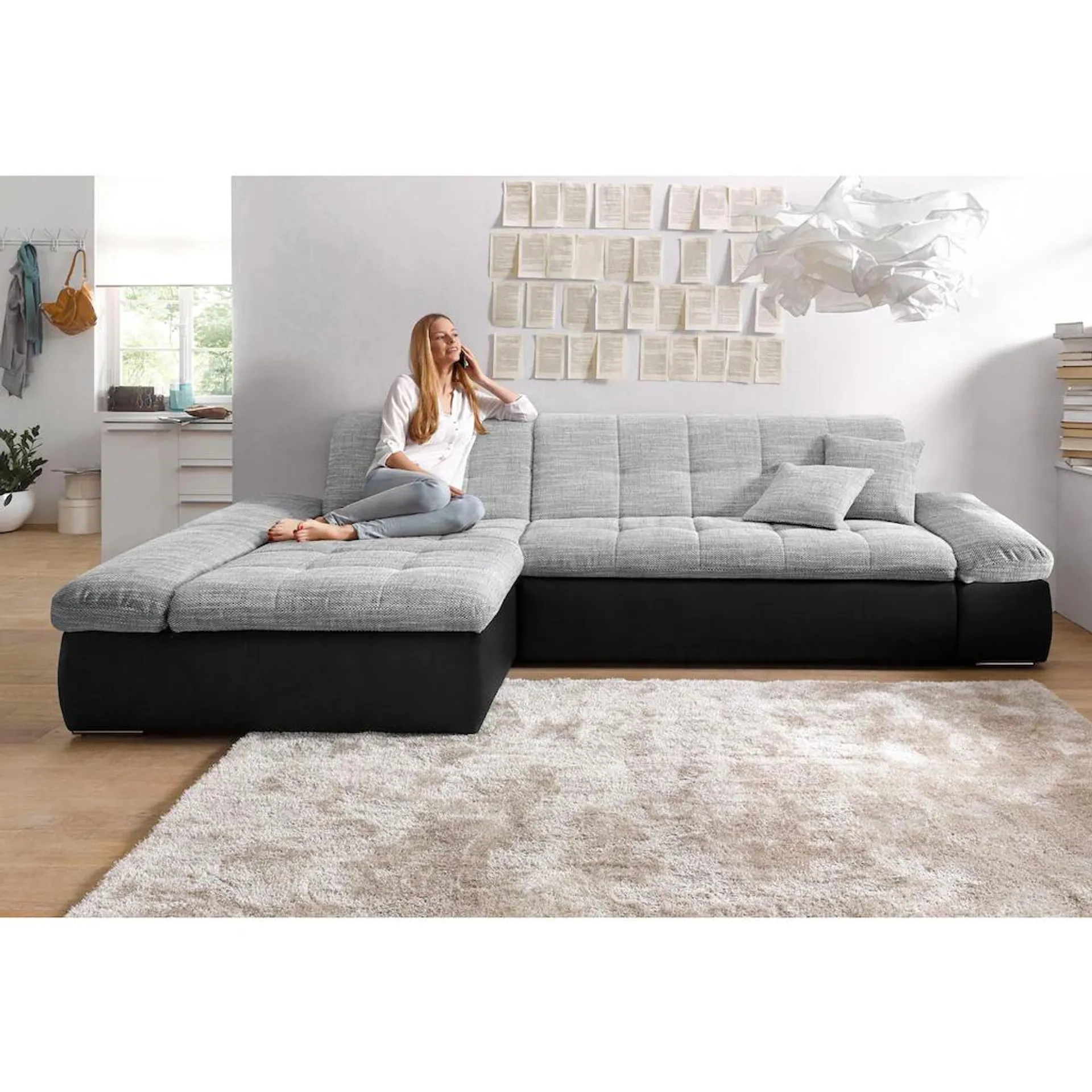 DOMO collection Ecksofa »Moric B/T/H 300/172/80 cm, auch in Cord, L-Form«, XXL-Format, wahlweise auch mit Bettfunktion und Armverstellung