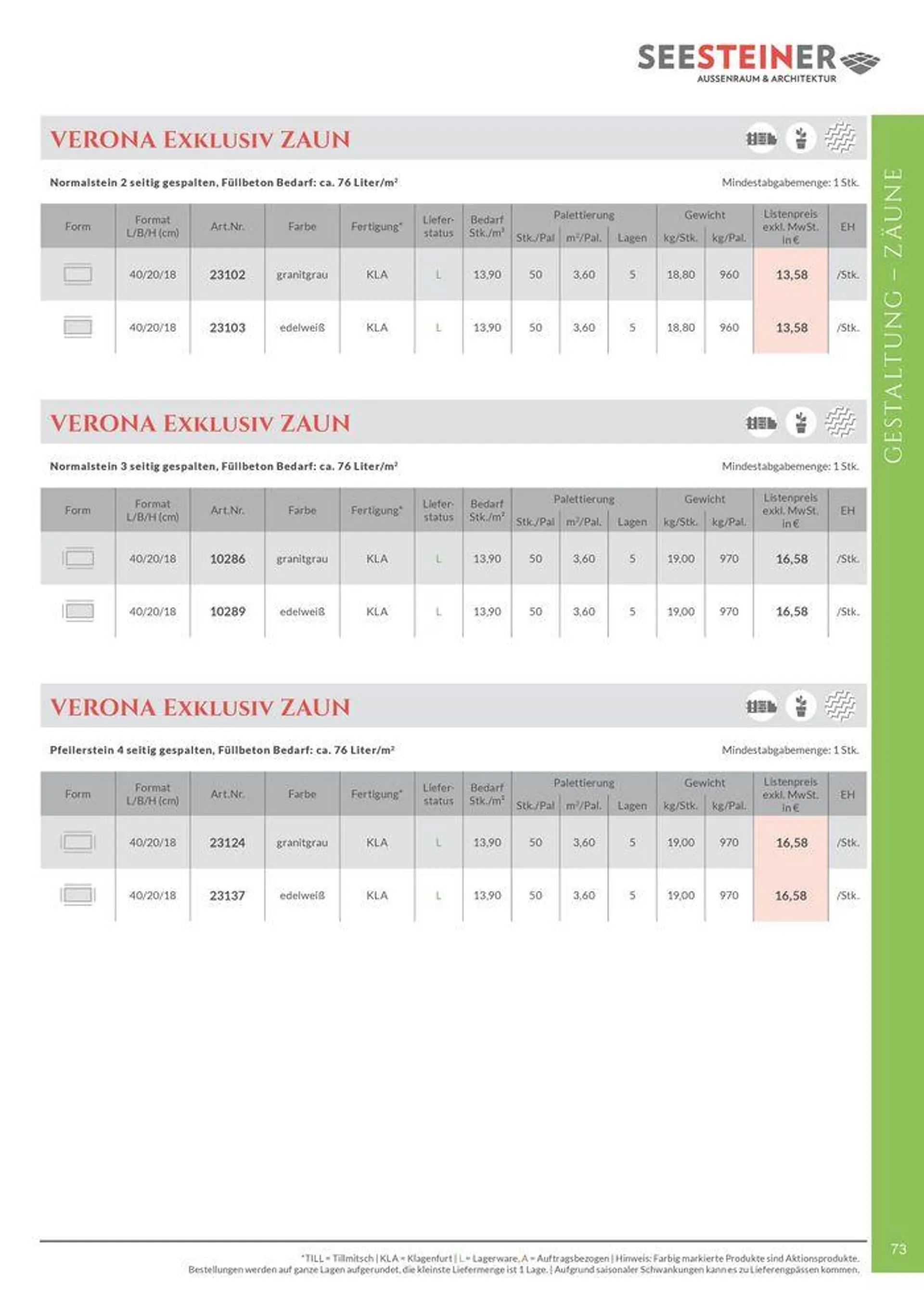 Preis Liste 2024 von 31. Mai bis 31. Dezember 2024 - Flugblätt seite  75