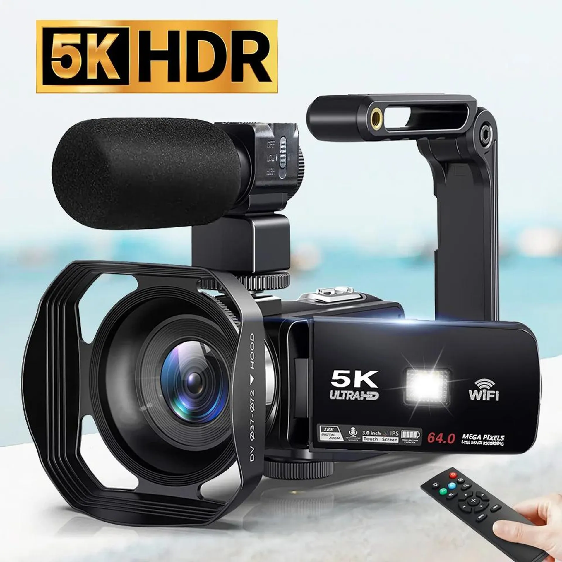 5K Ultra HD Digital Camera 60FPS 18X Zoom 3 Inch LCD Touch Screen Video Camera WIFI Professional Video Camera Portable Camera