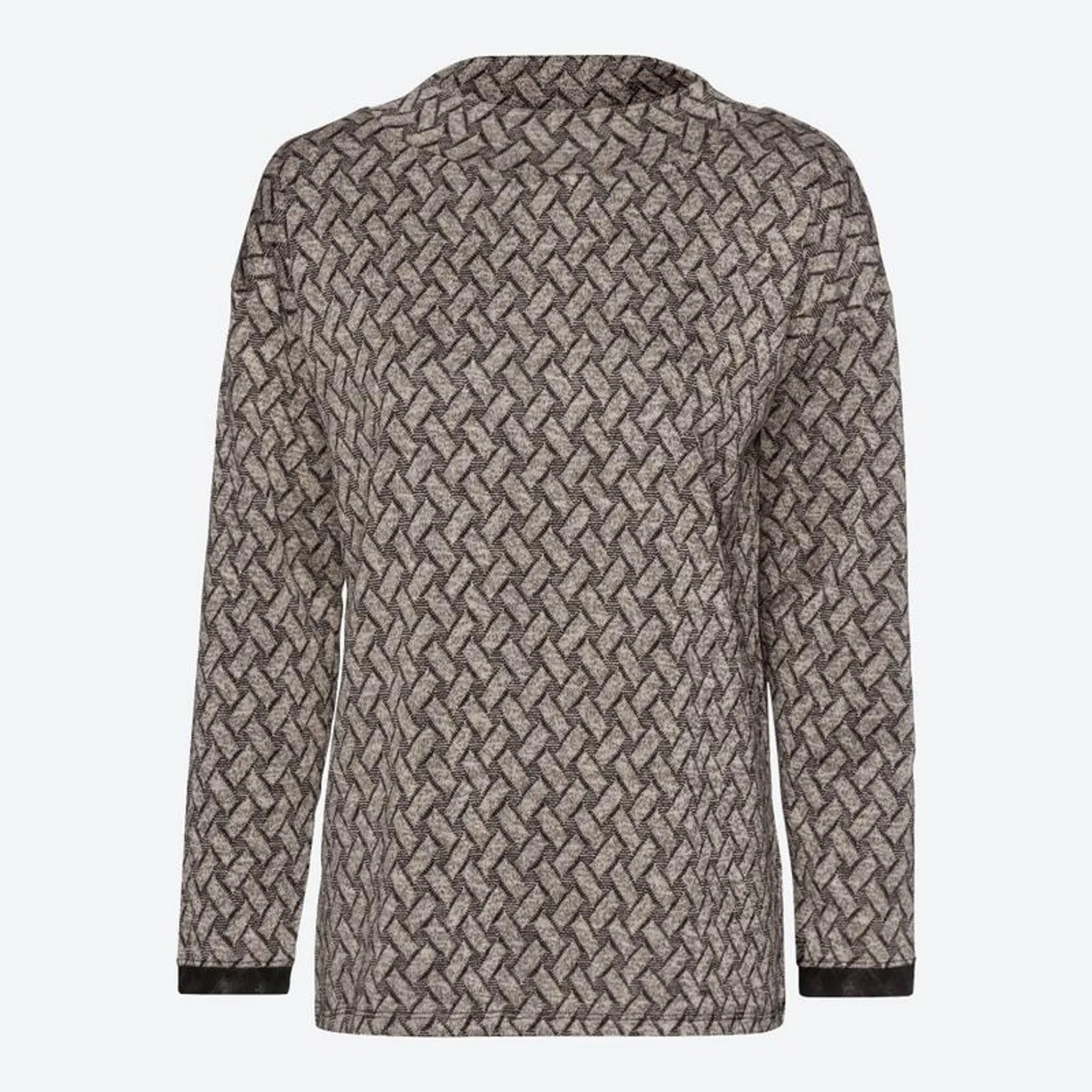 Damen-Jacquard-Pullover mit hohem Kragen