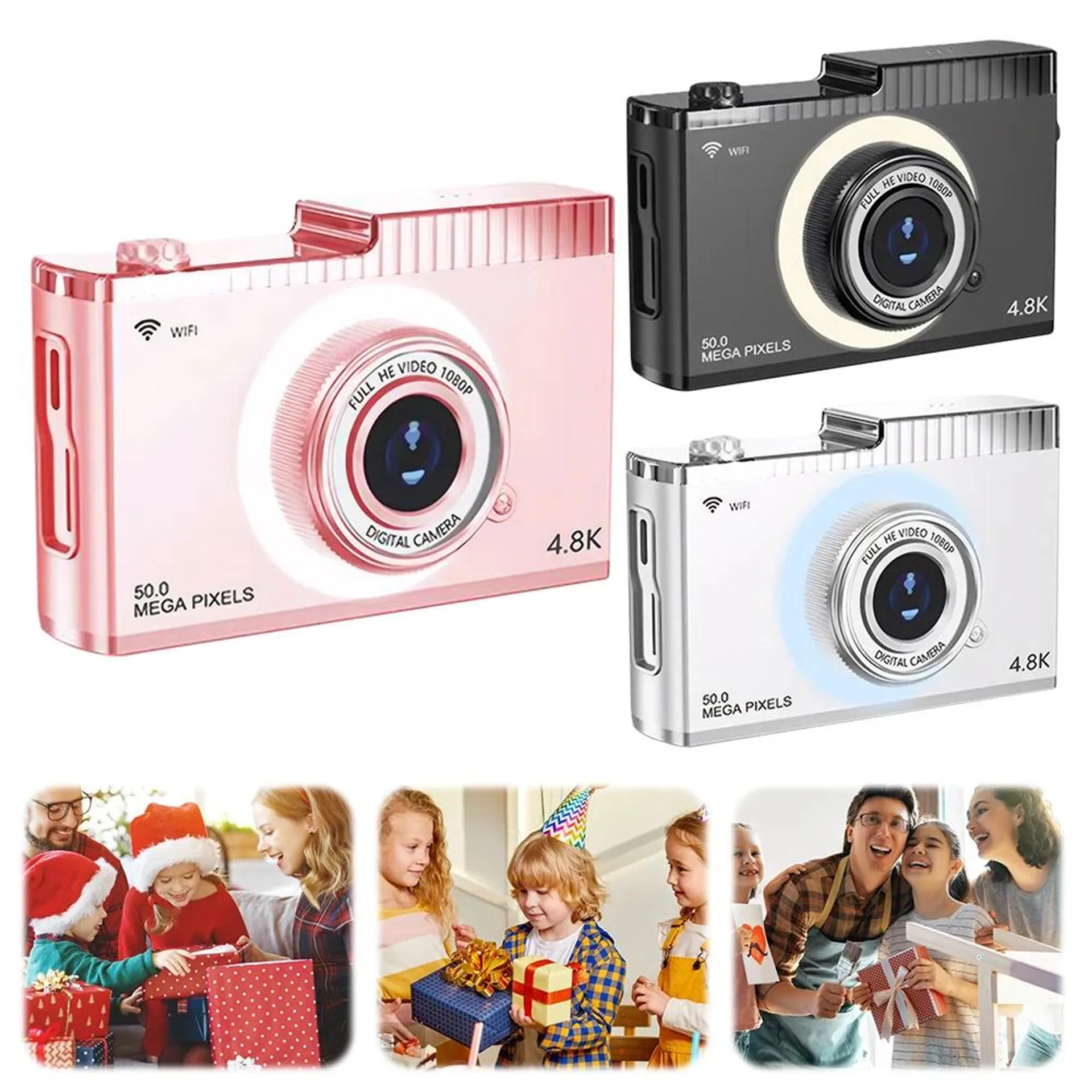 4K FHD 50MP Digital Camera Auto Focus Camera 16X Zoom WIFI Video Camcorder Anti-Shake with Fill Light for Photography and Video