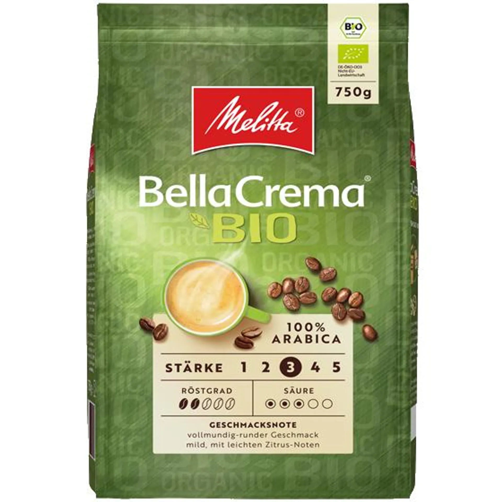 Melitta® BellaCrema® Bio, Kaffeebohnen, 750g